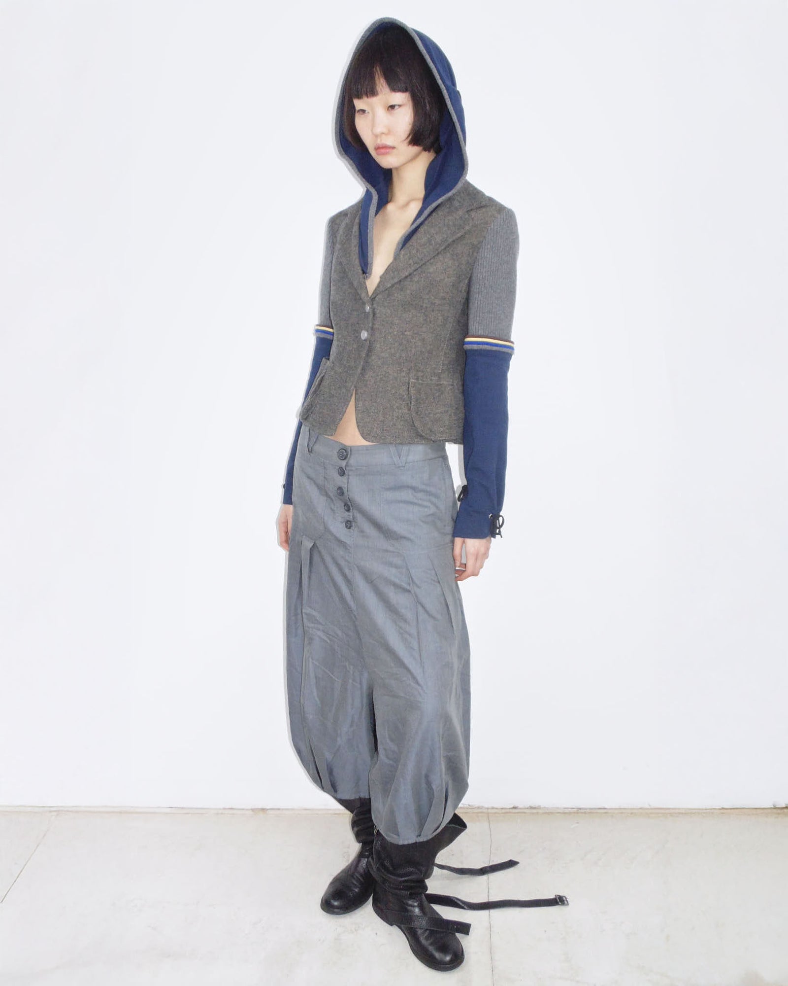 sporty blazer with ruched hood