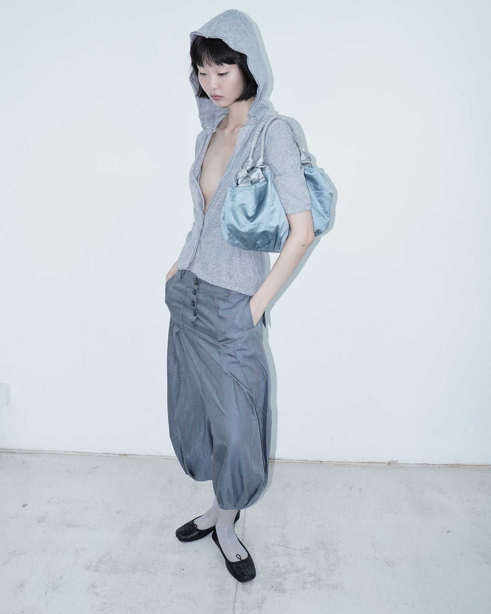 pure silk light blue maxi bag