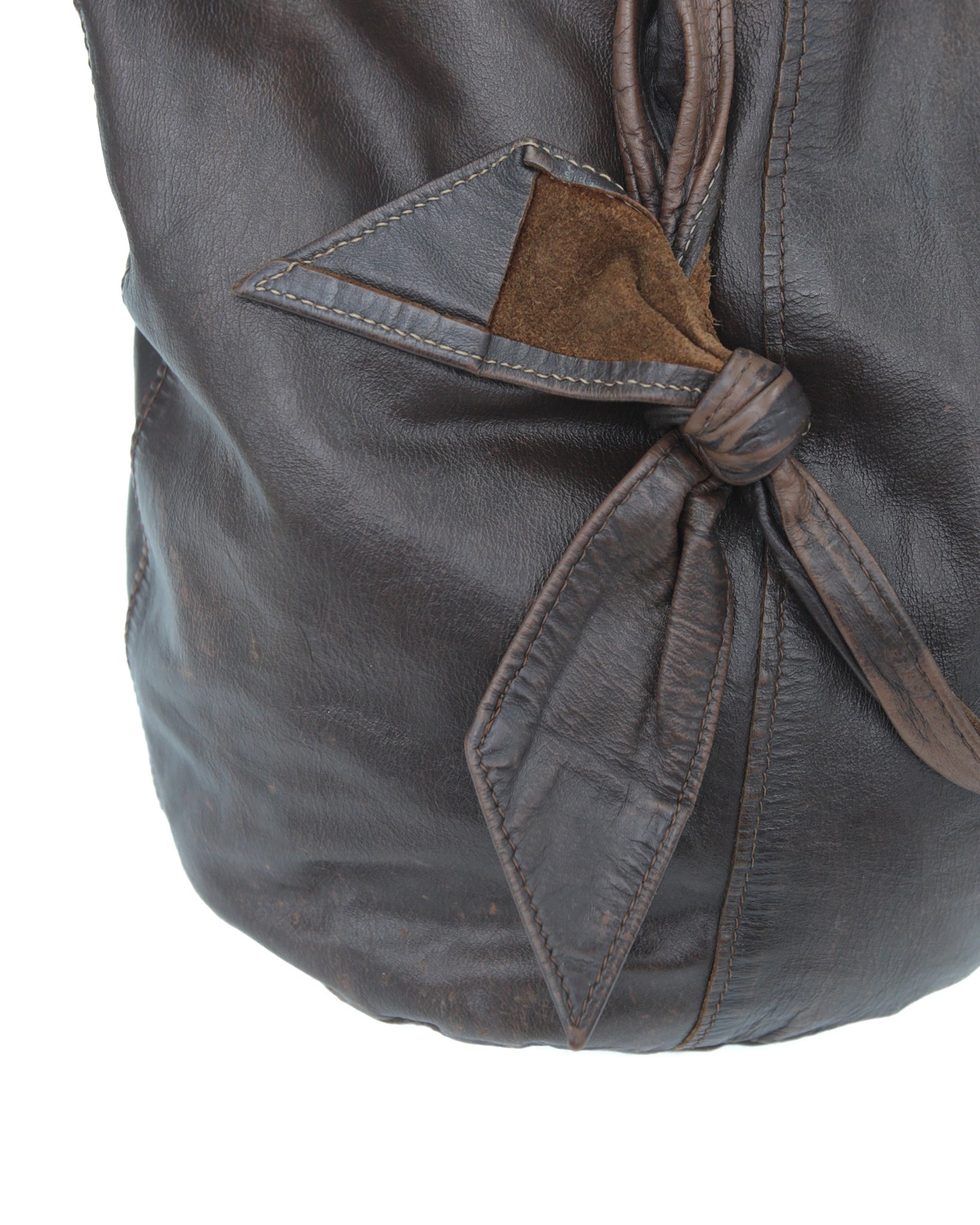 washed dark brown gradient round tote bag