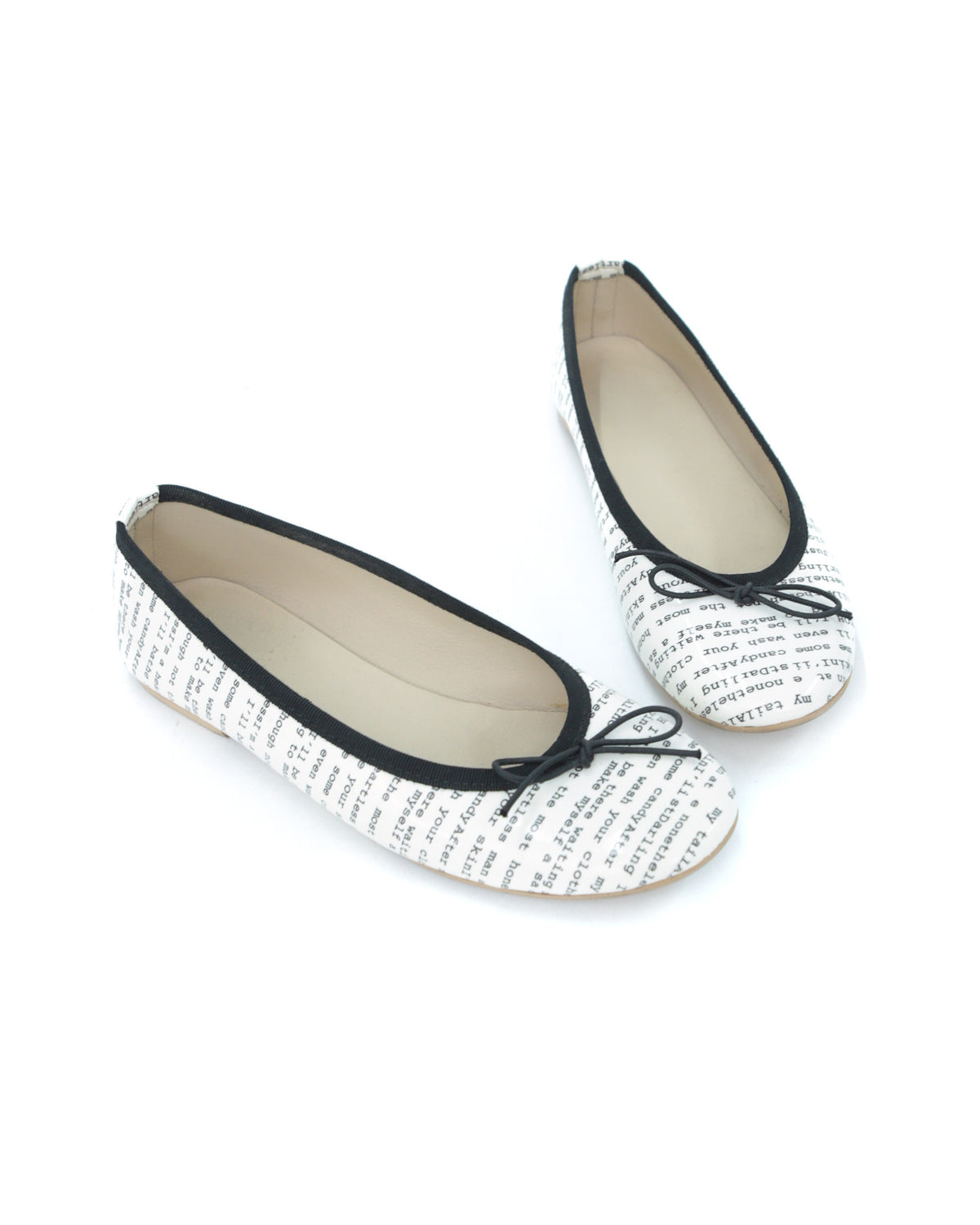 leather ballet flats with love letter print
