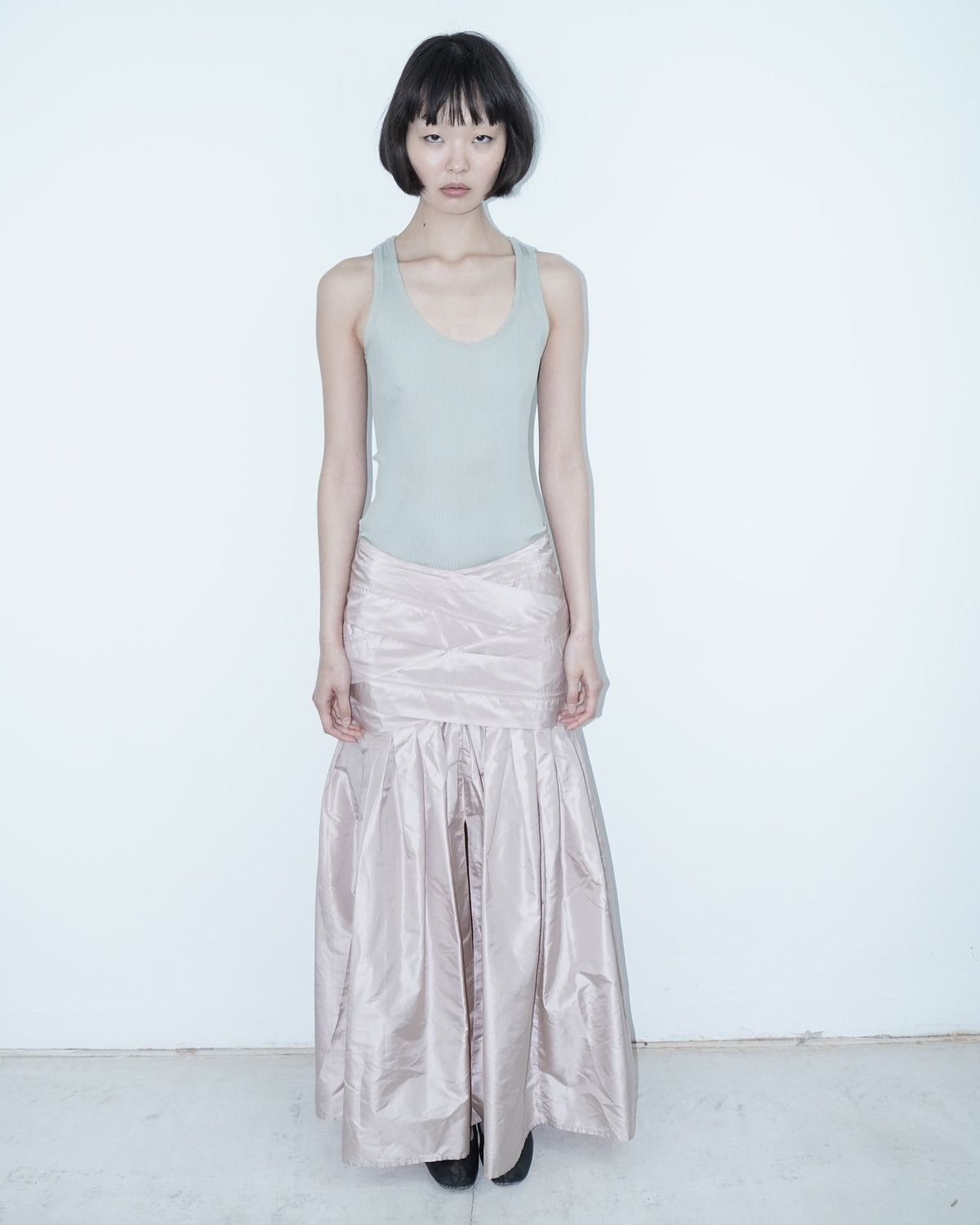 pure silk rose maxi skirt
