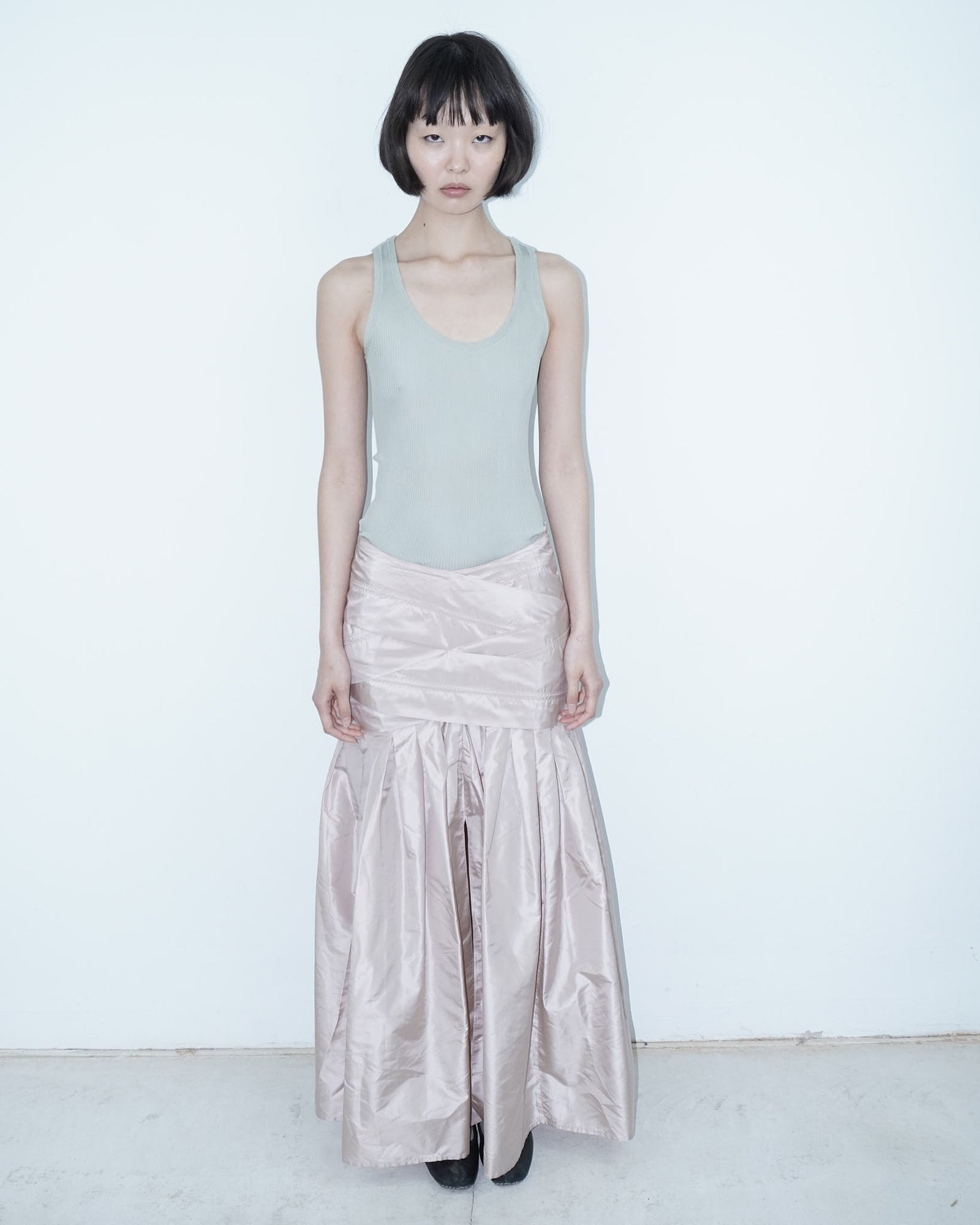 pure silk rose maxi skirt