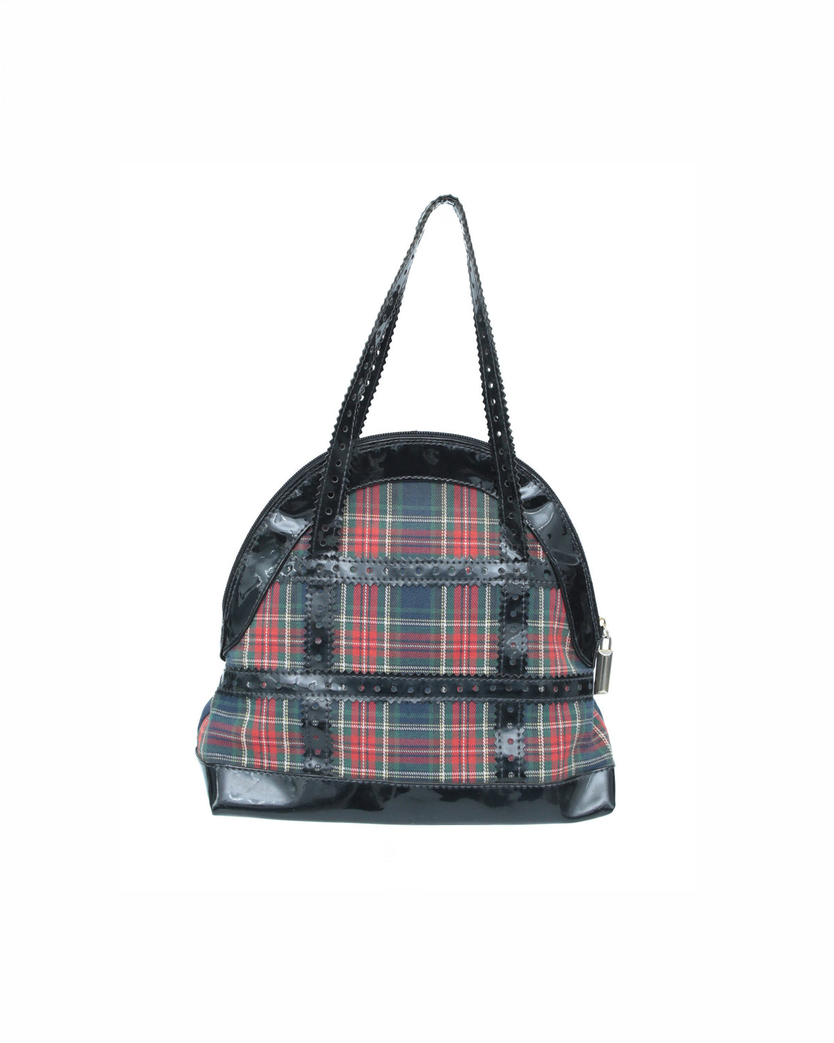 small checkered bag with patent shiny leather