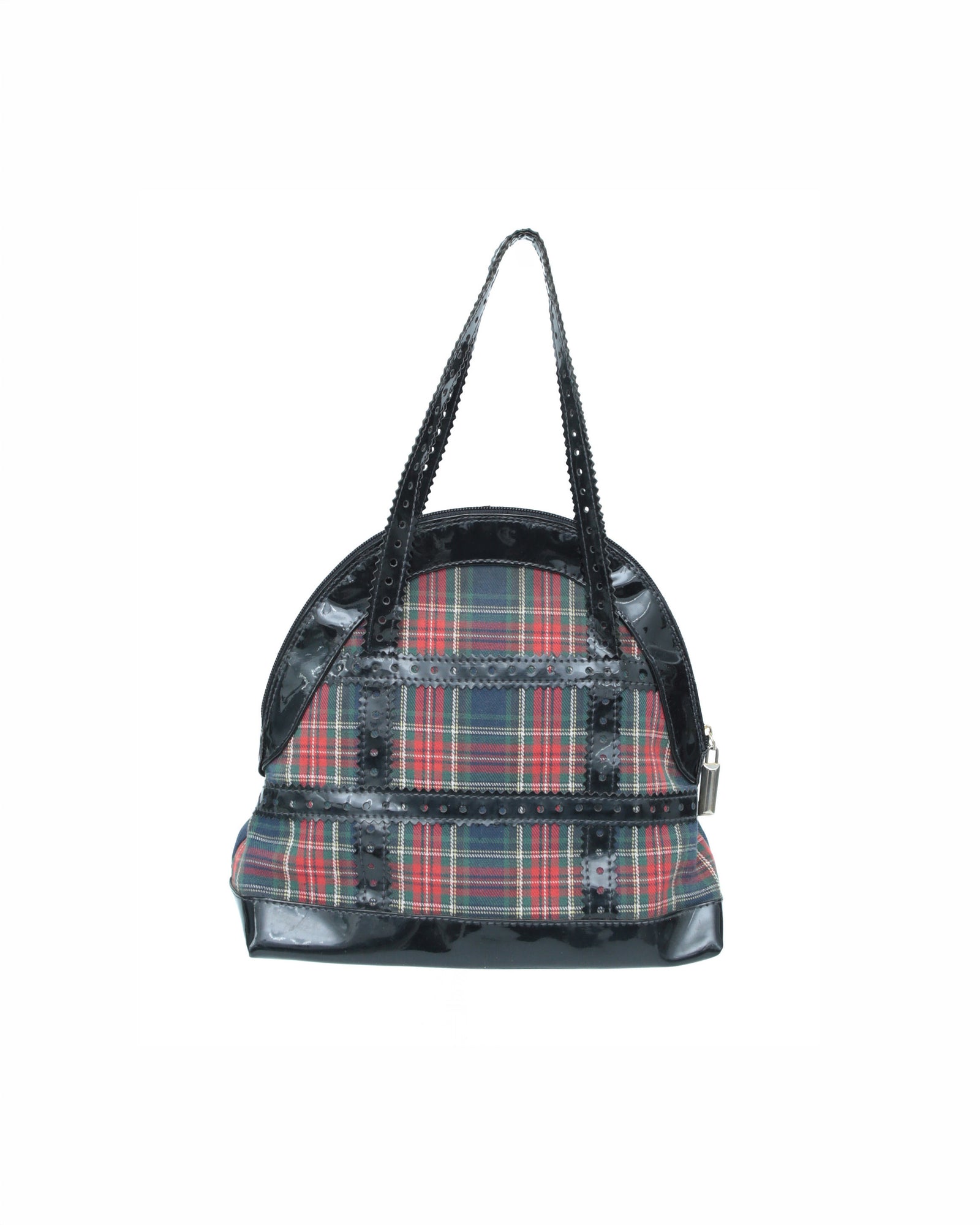 small checkered bag with patent shiny leather