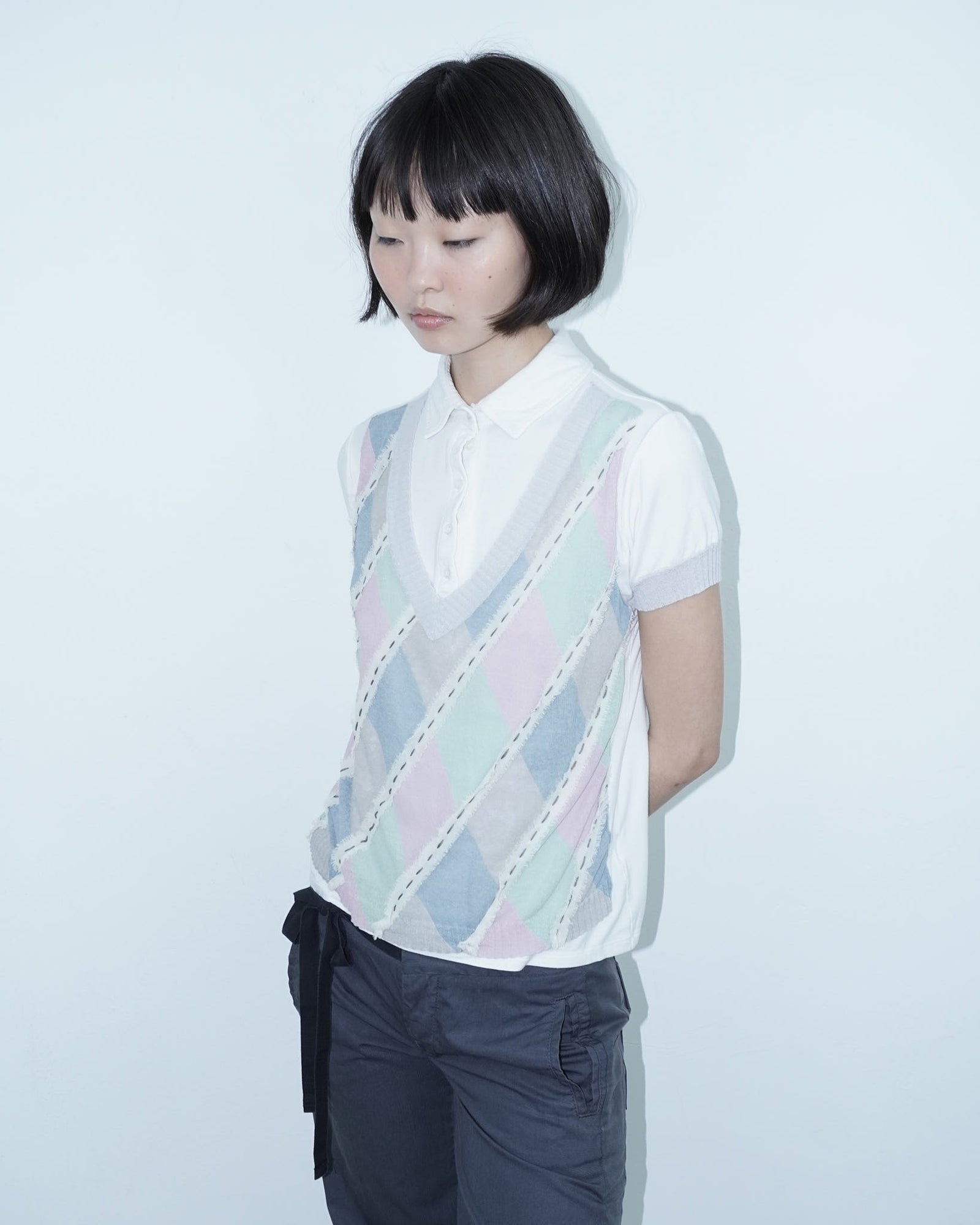 cotton polo with argile see-through detail