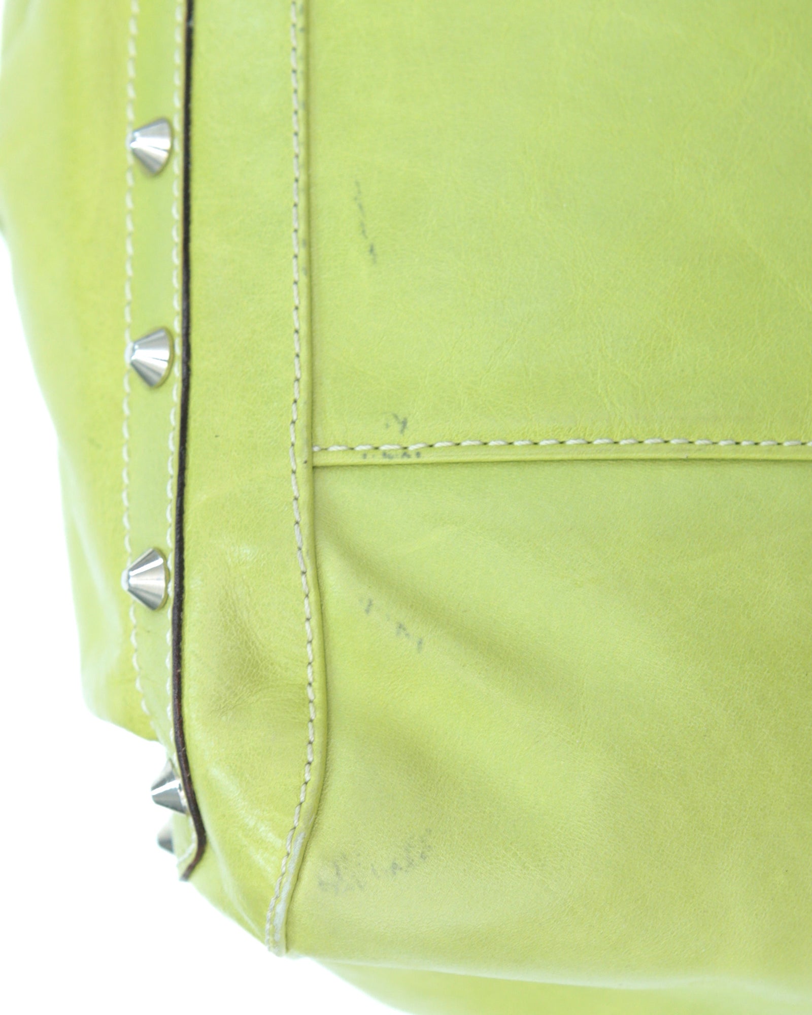 studded lime green leather bag
