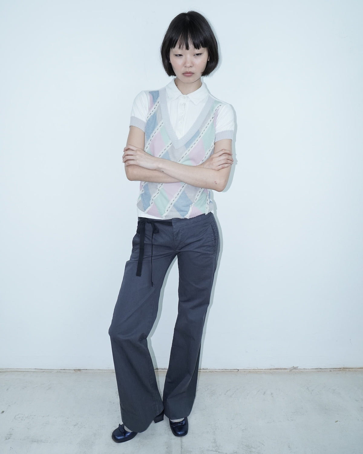 cotton polo with argile see-through detail