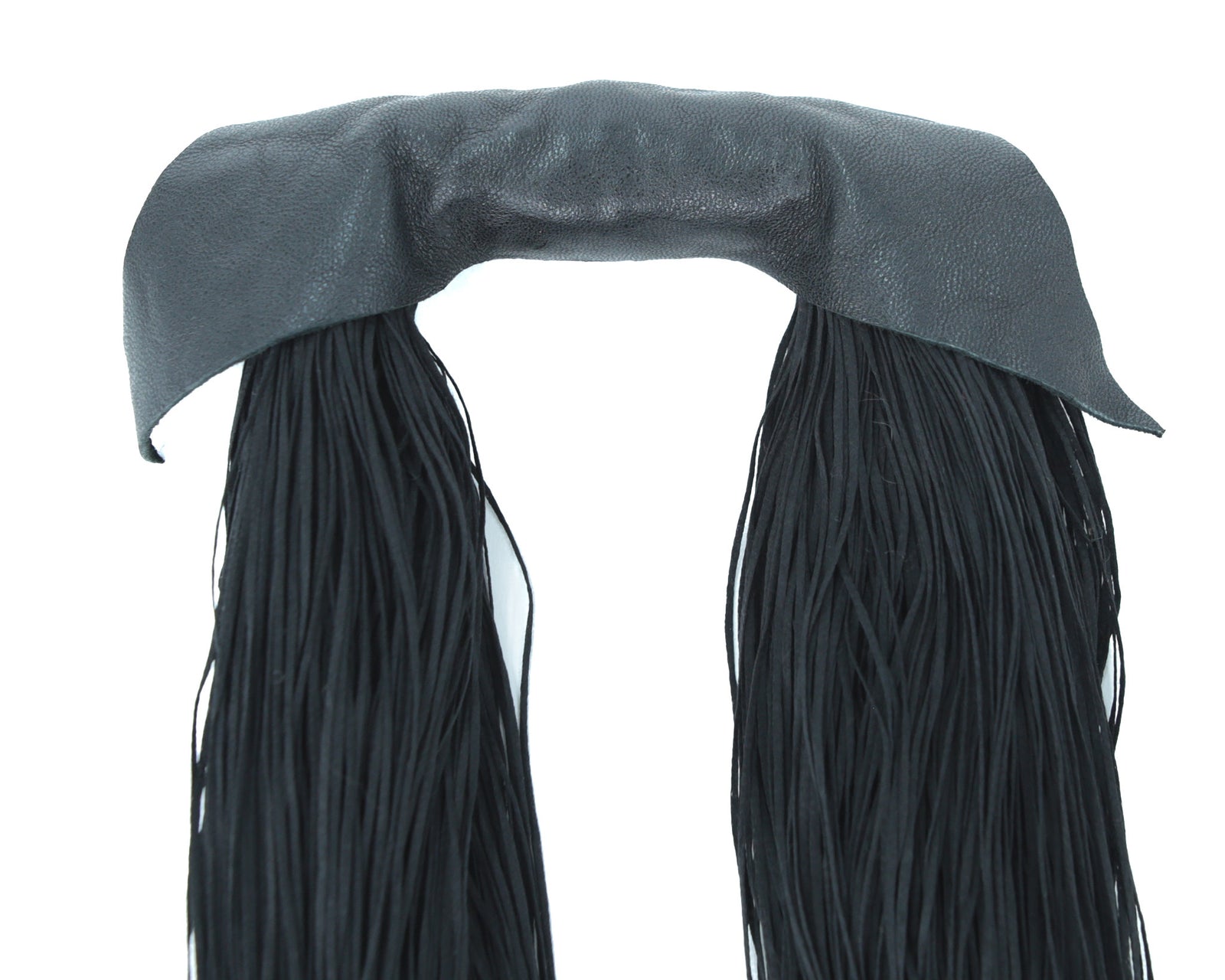 leather and silk black fringe necklace