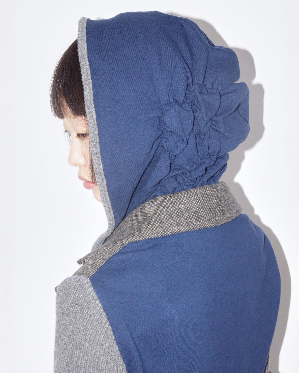 sporty blazer with ruched hood
