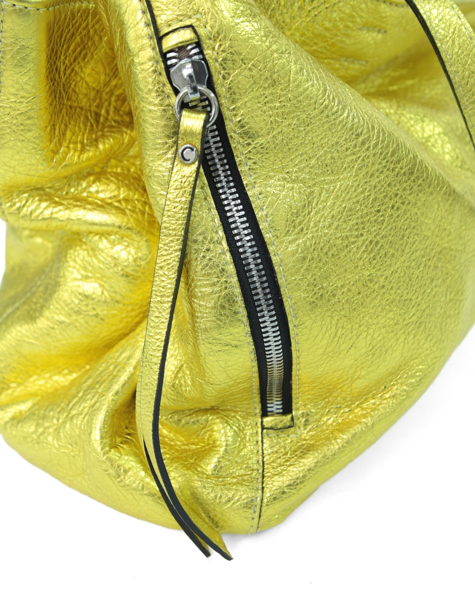 golden zipper leather bag