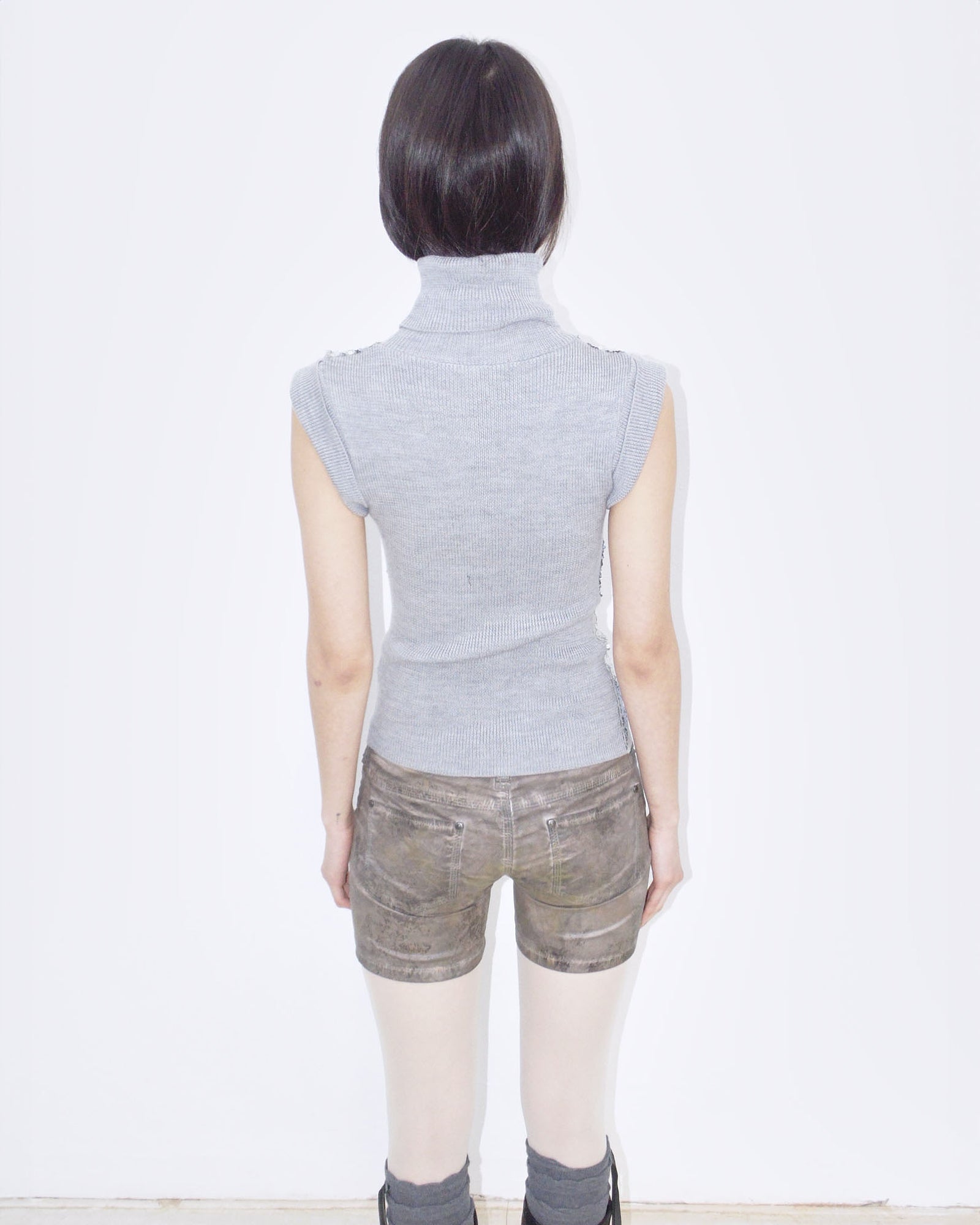 silk and wool lilac sequins argyle knit top