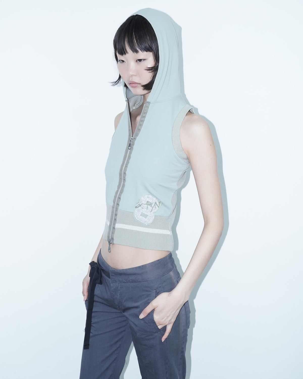 mint hooded vest top