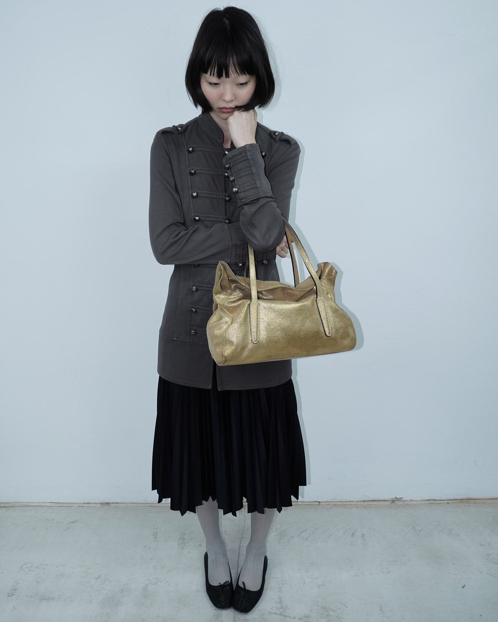 maxi golden flap bag