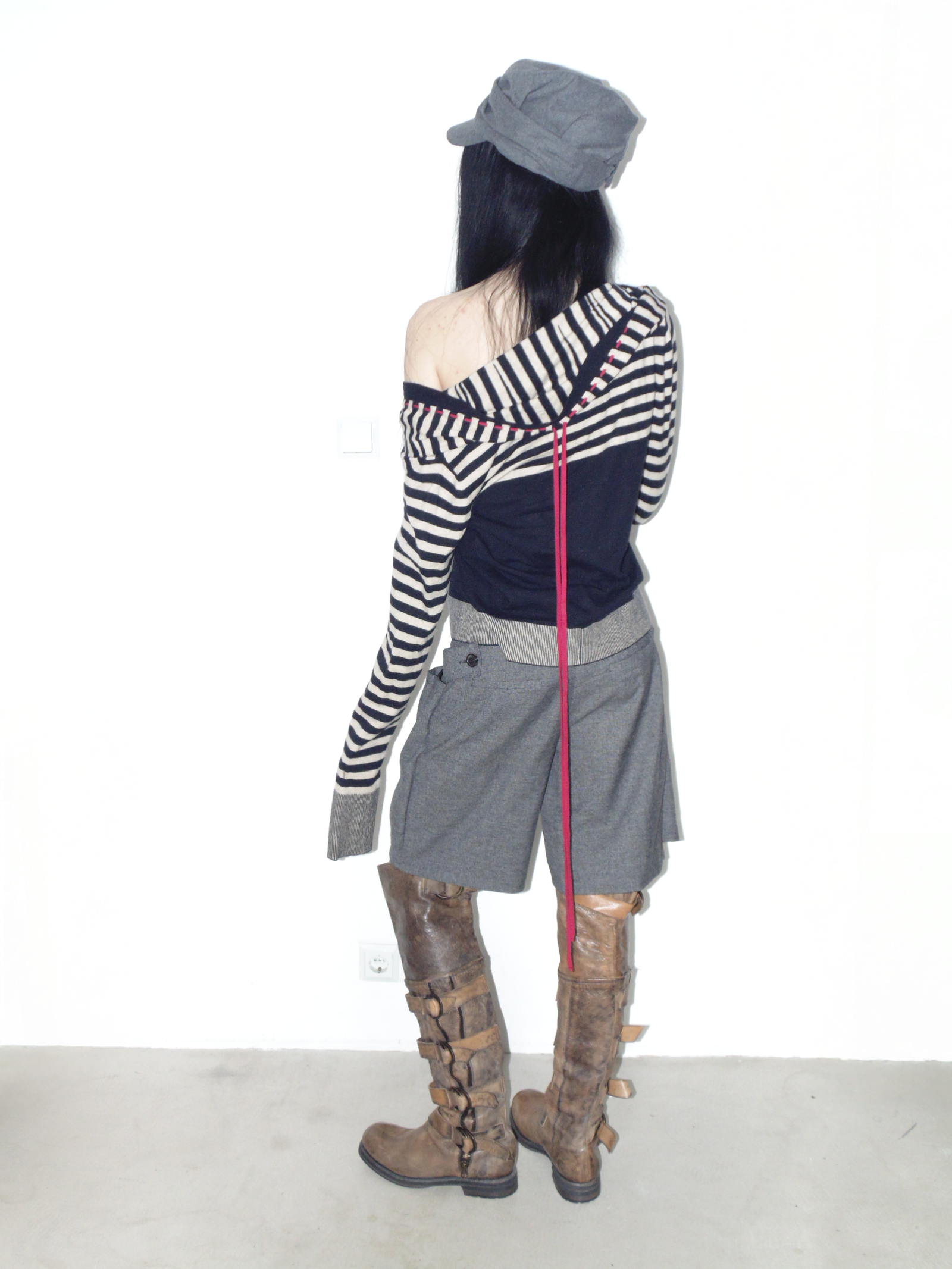 hooded smiley striped cardigan
