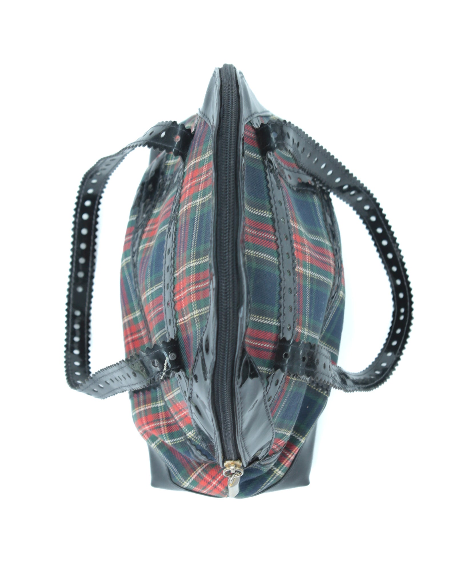 small checkered bag with patent shiny leather