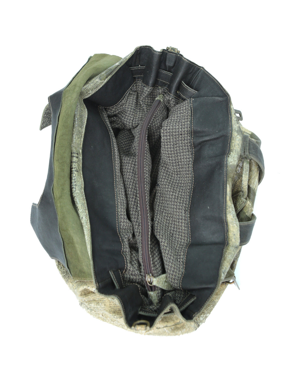 distressed paper texture maxi leather bag
