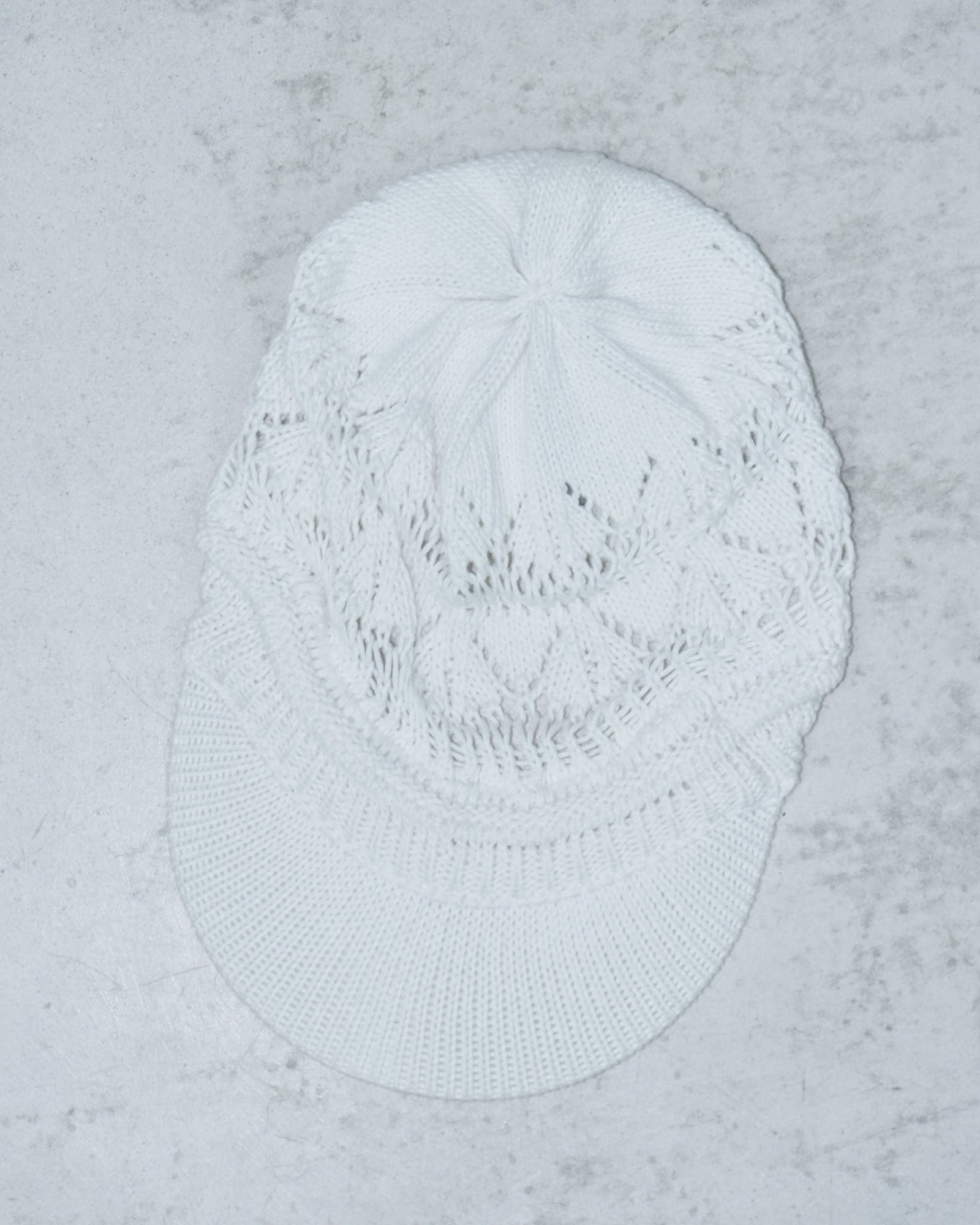 white cotton knitted visor hat