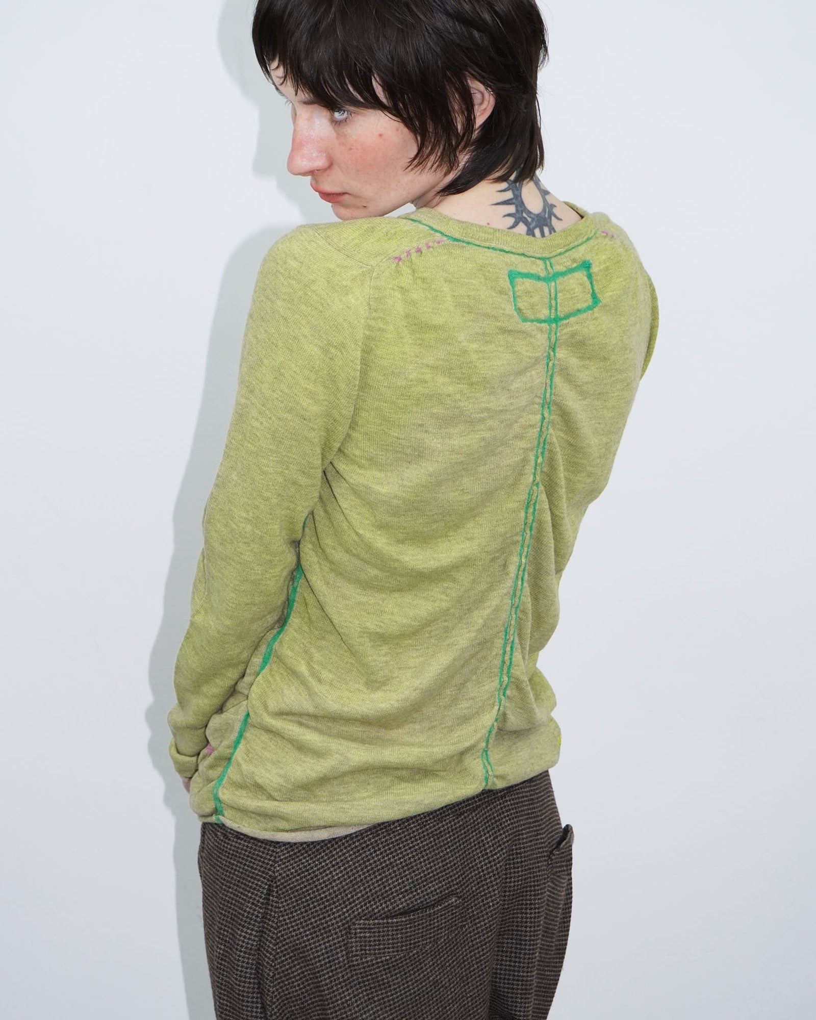 acid green elastic knit top