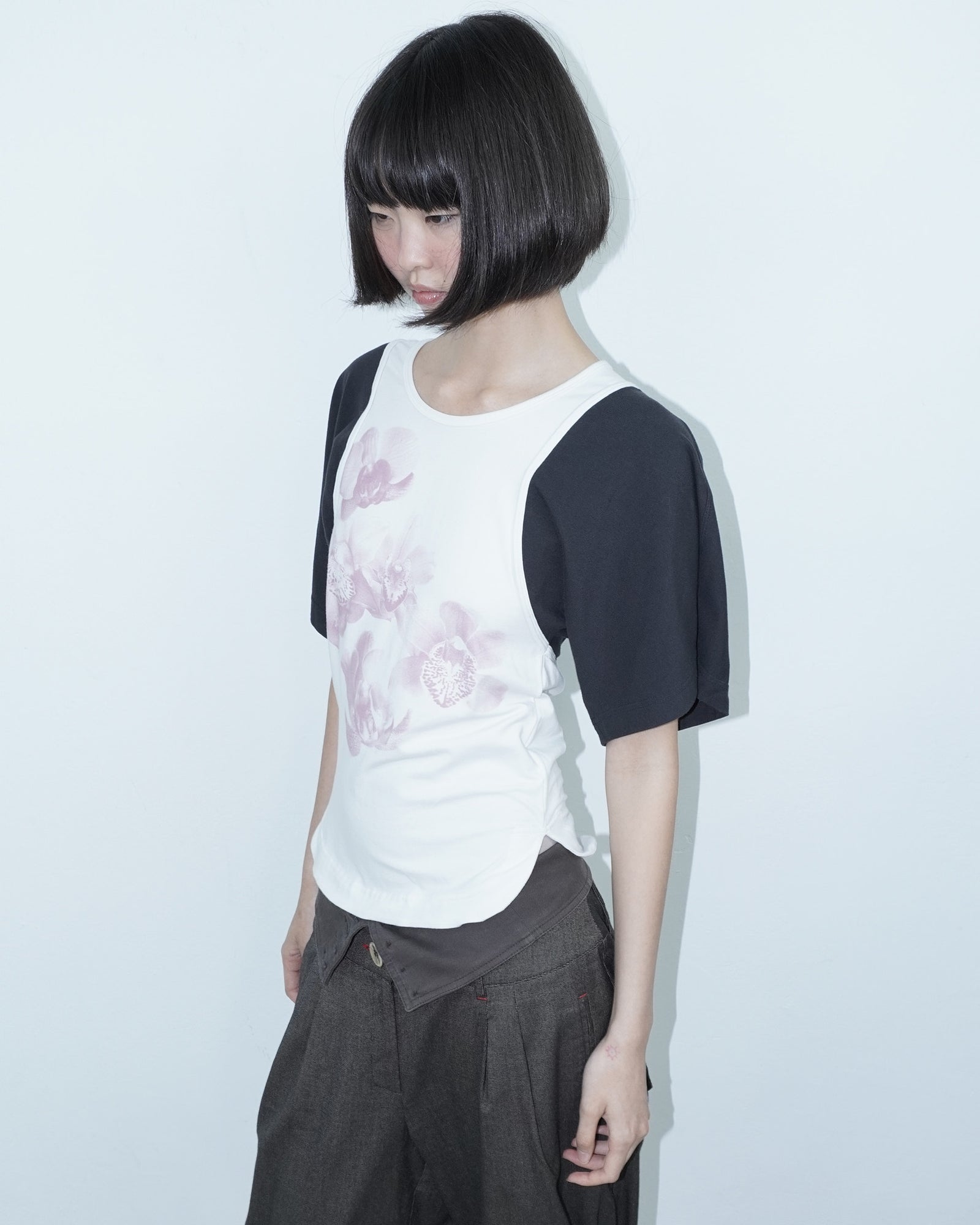 top with orchid print