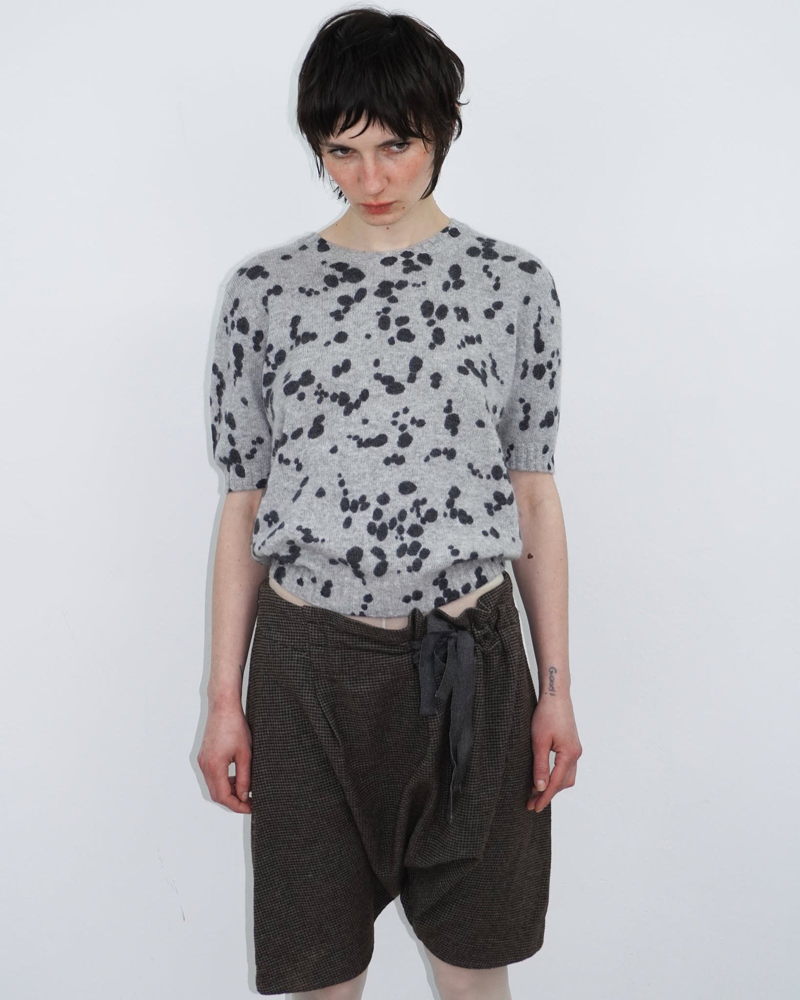 angora wool knit top a pois