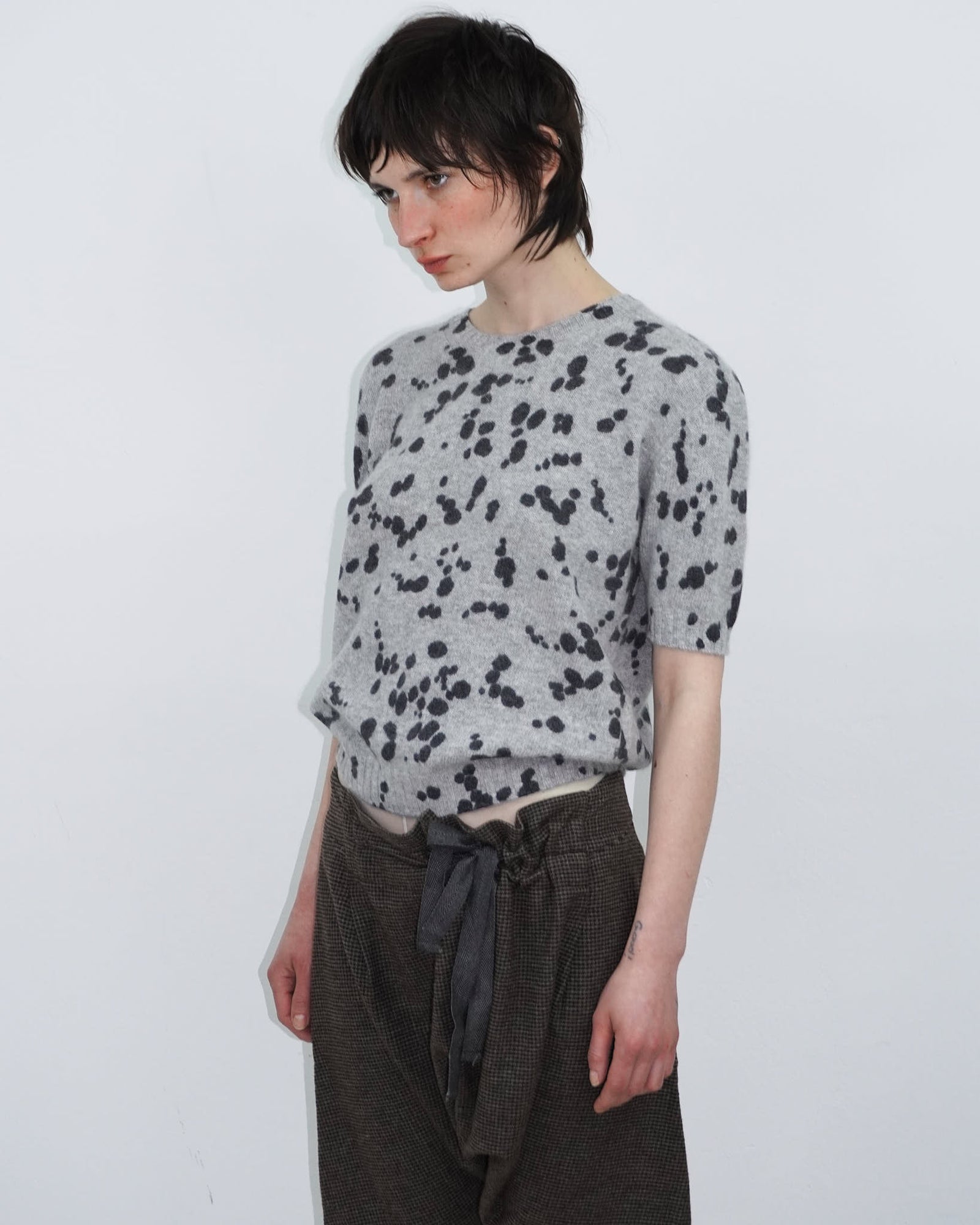 angora wool knit top a pois