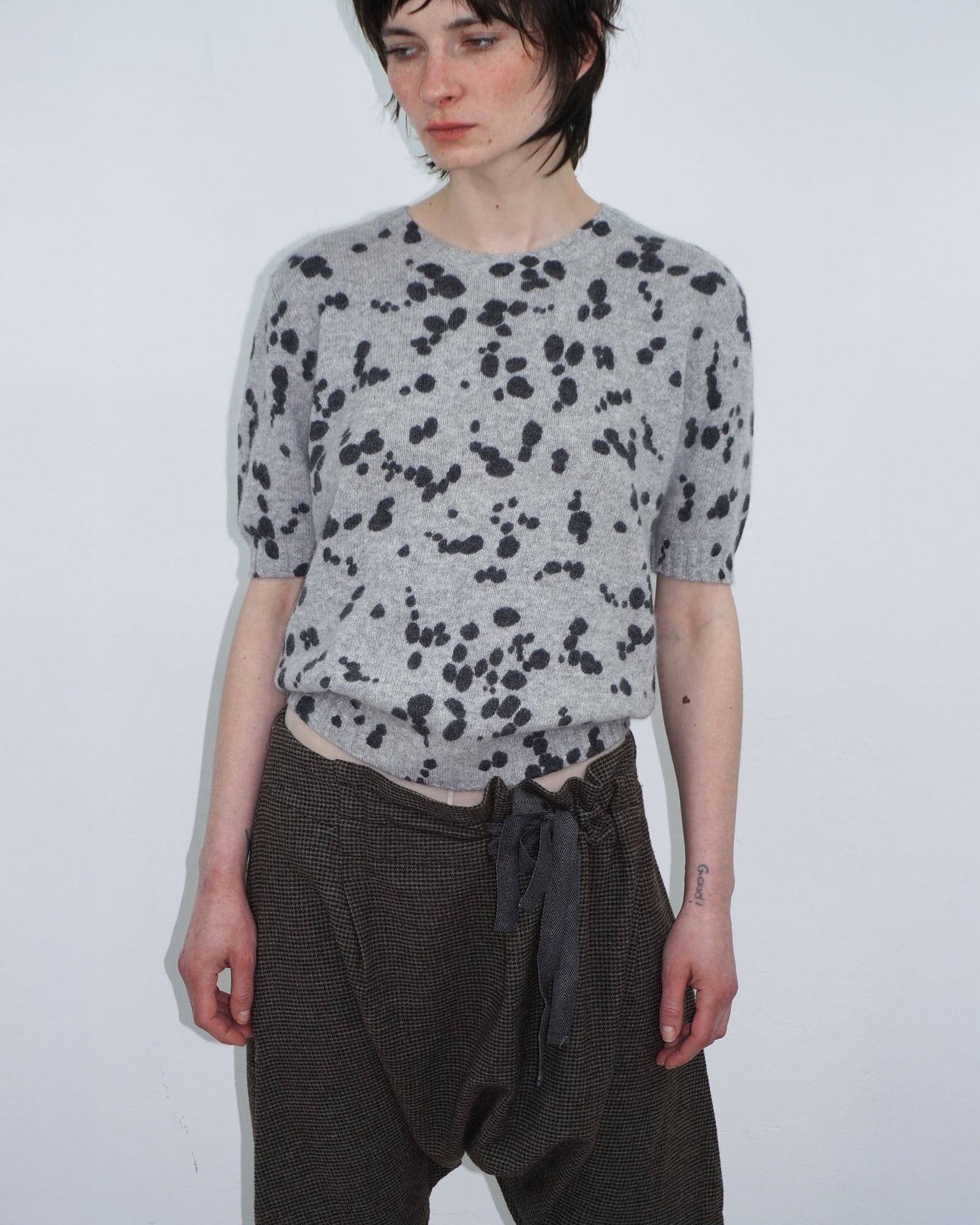 angora wool knit top a pois