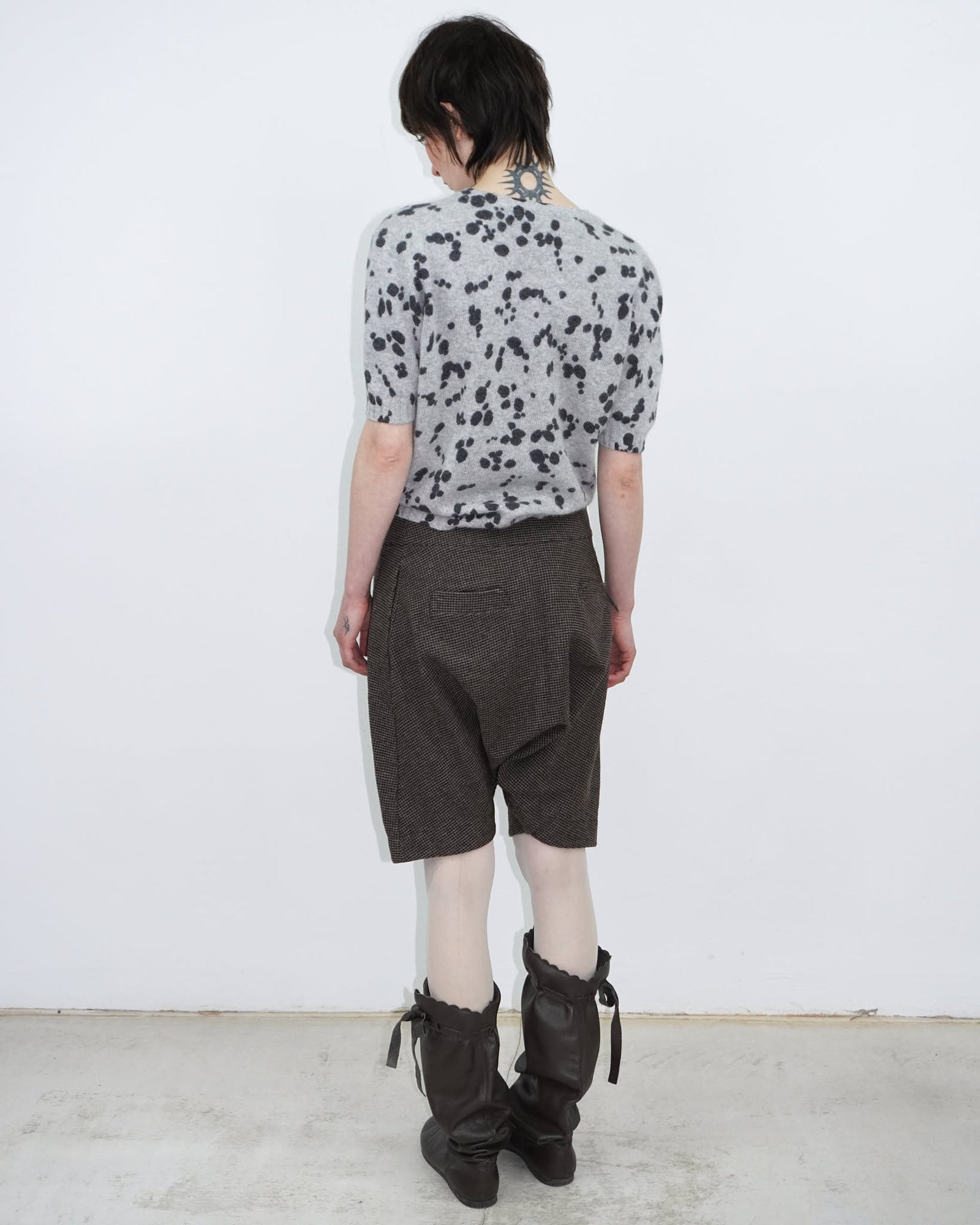angora wool knit top a pois