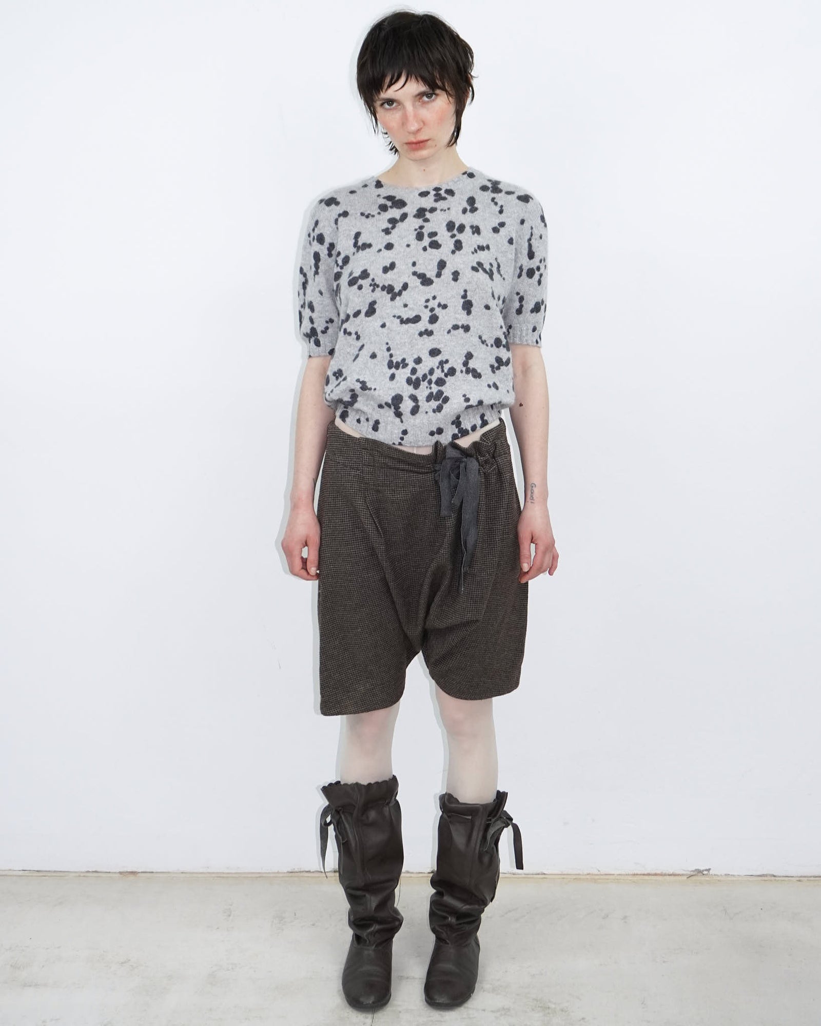 angora wool knit top a pois