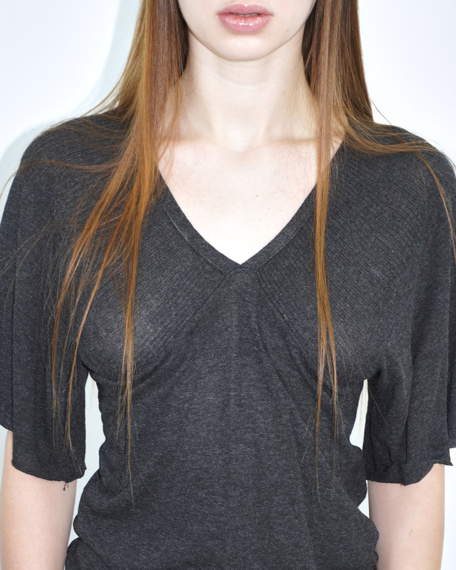 anthracite v neck top with back ties