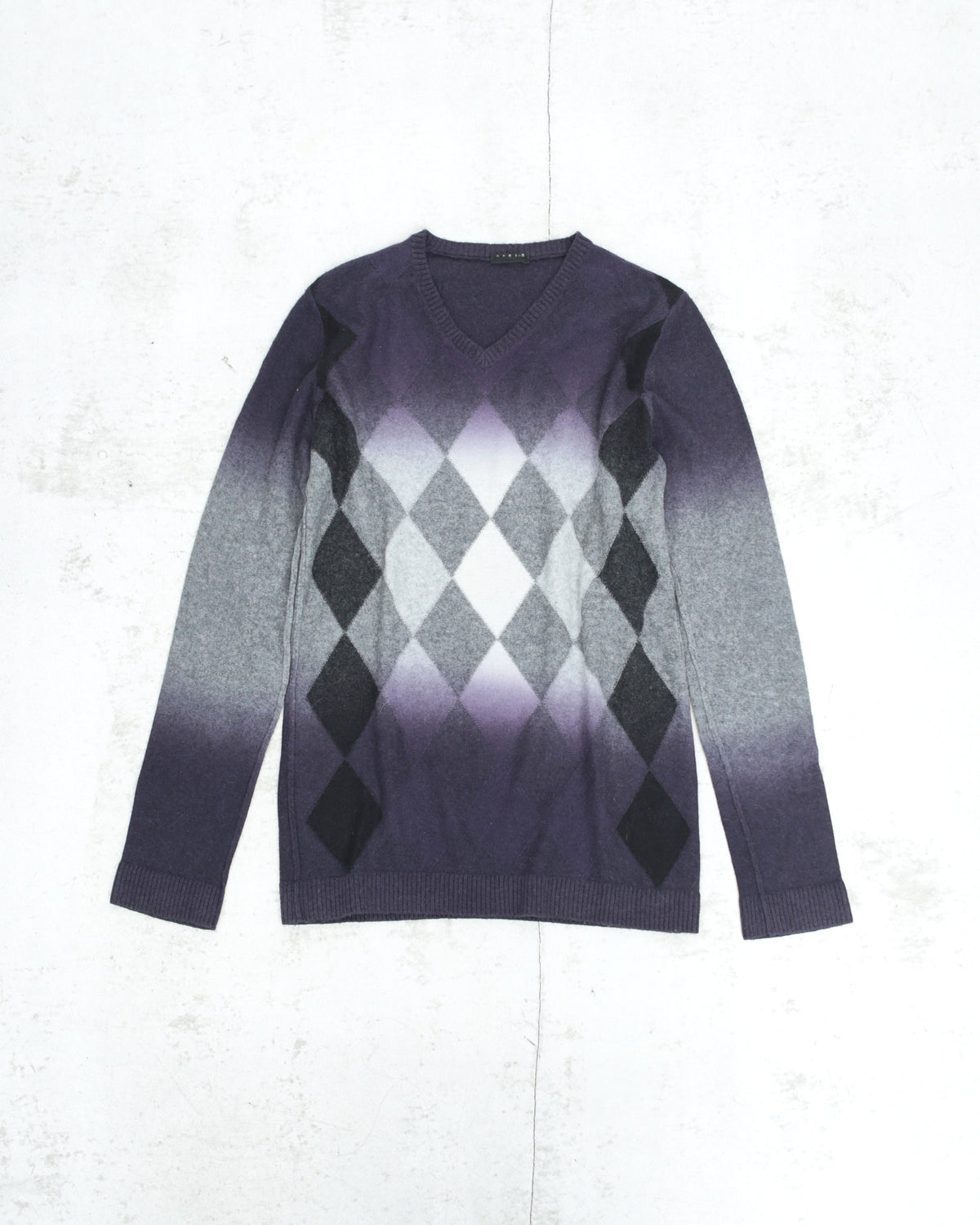 argyle faded wool sweater