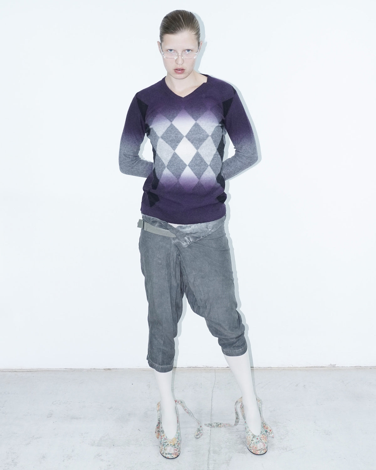argyle faded wool sweater