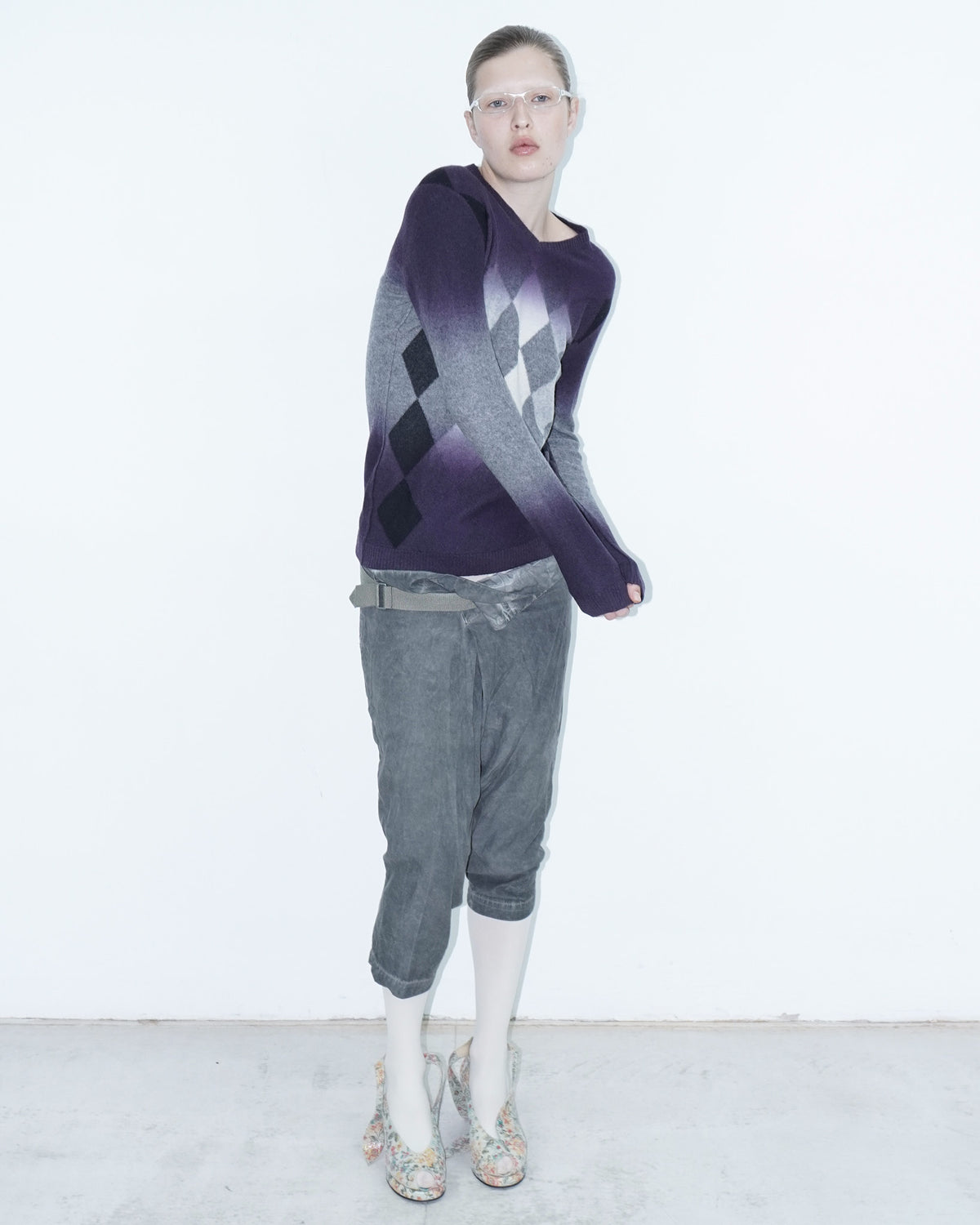 argyle faded wool sweater