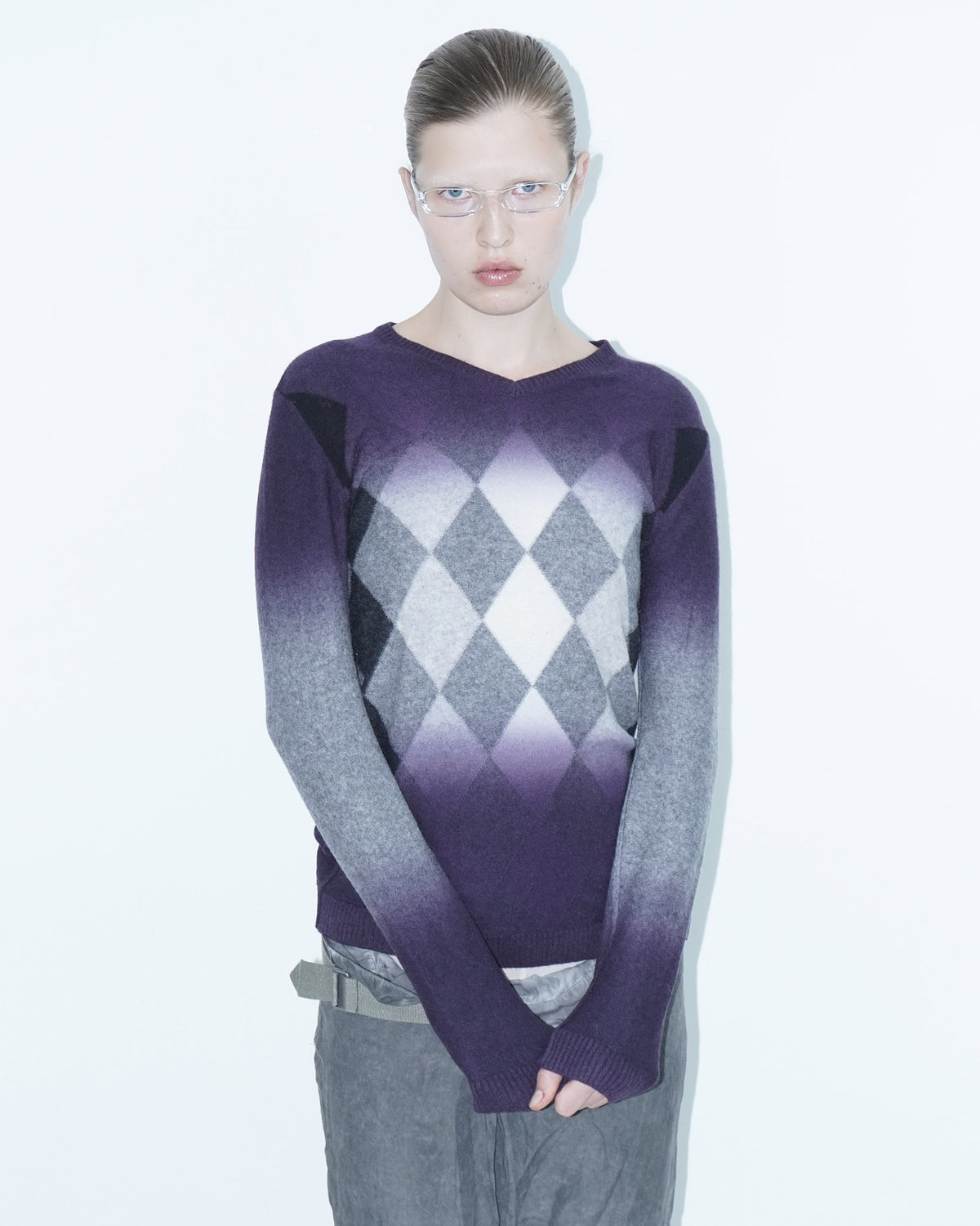 argyle faded wool sweater