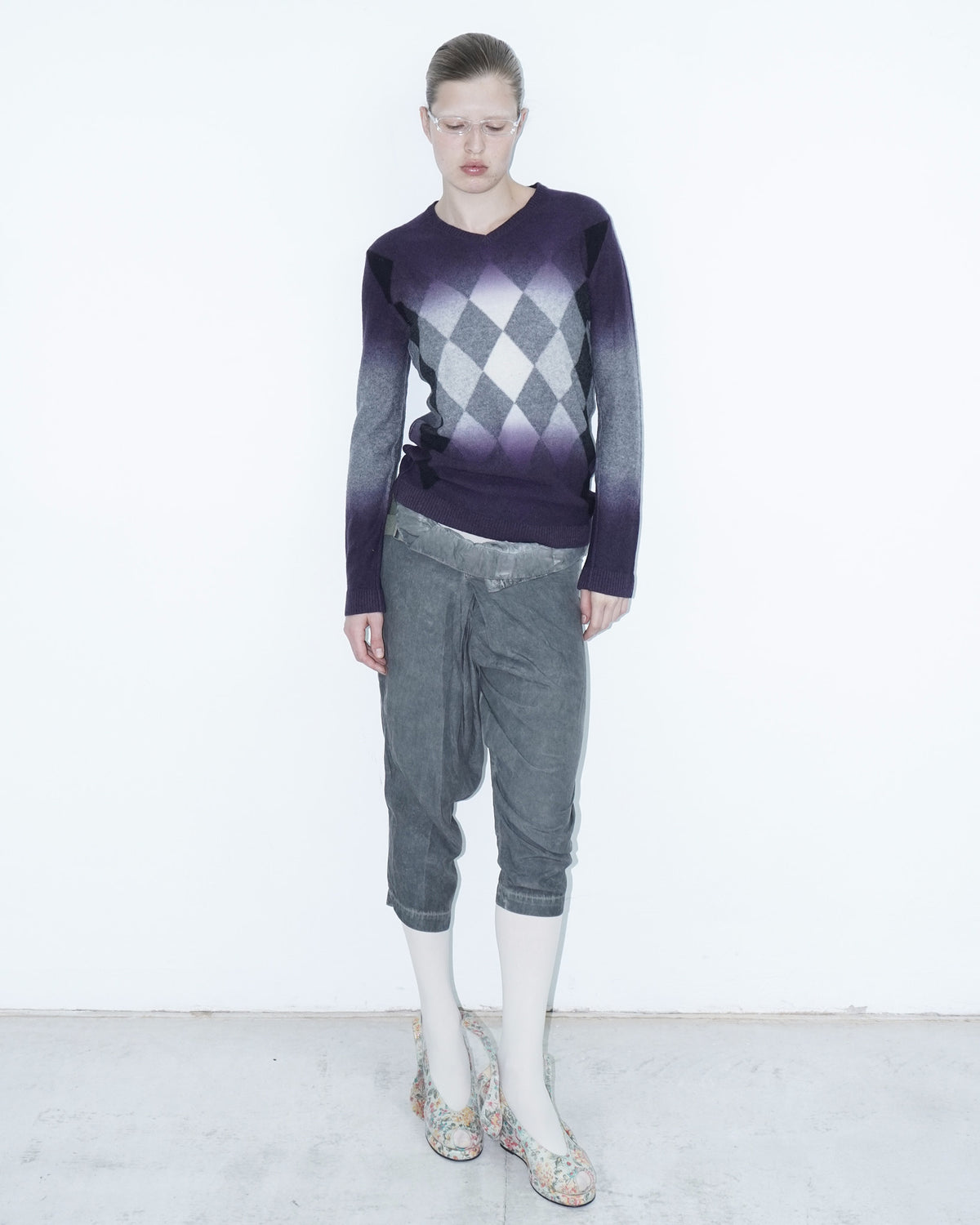 argyle faded wool sweater