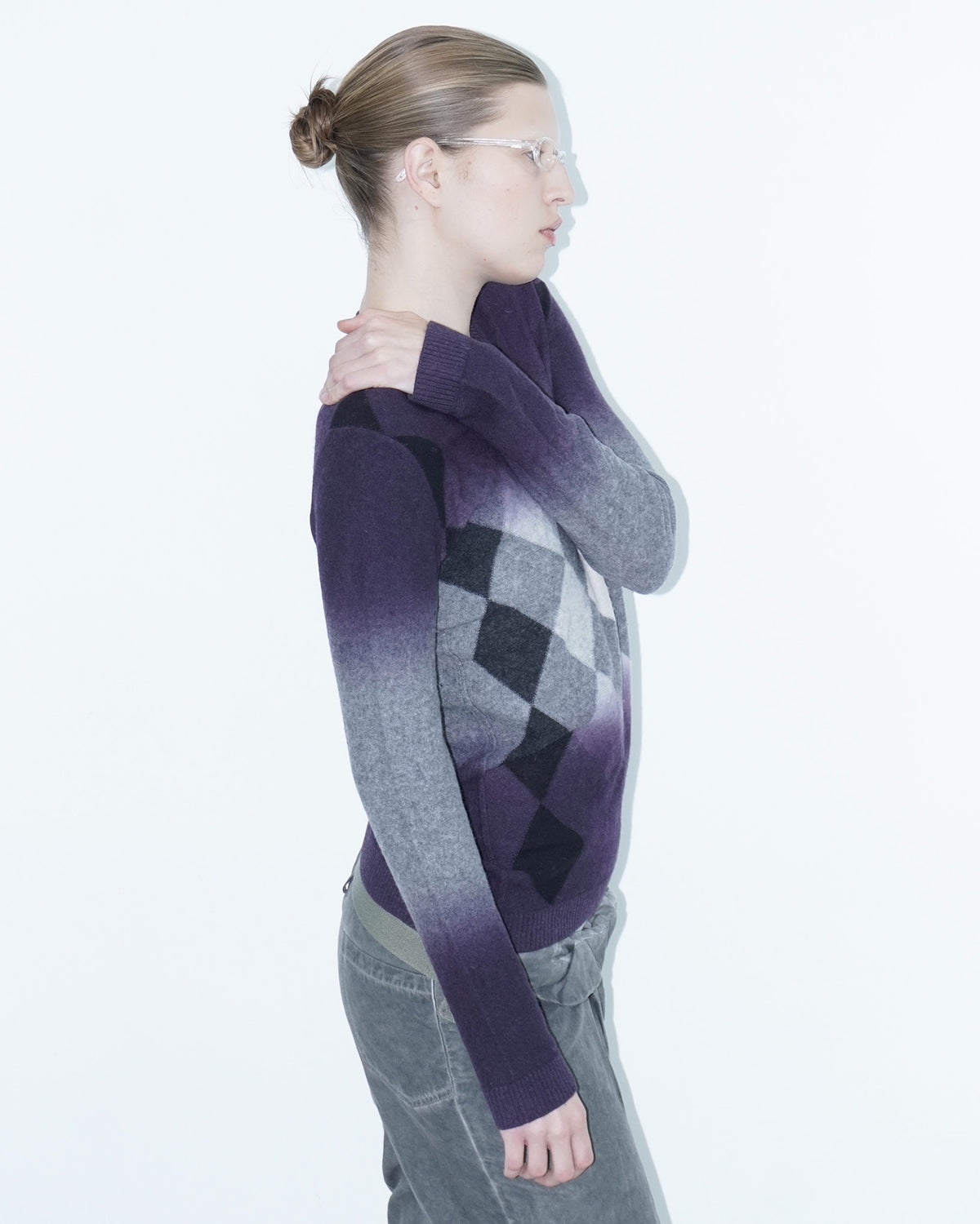 argyle faded wool sweater