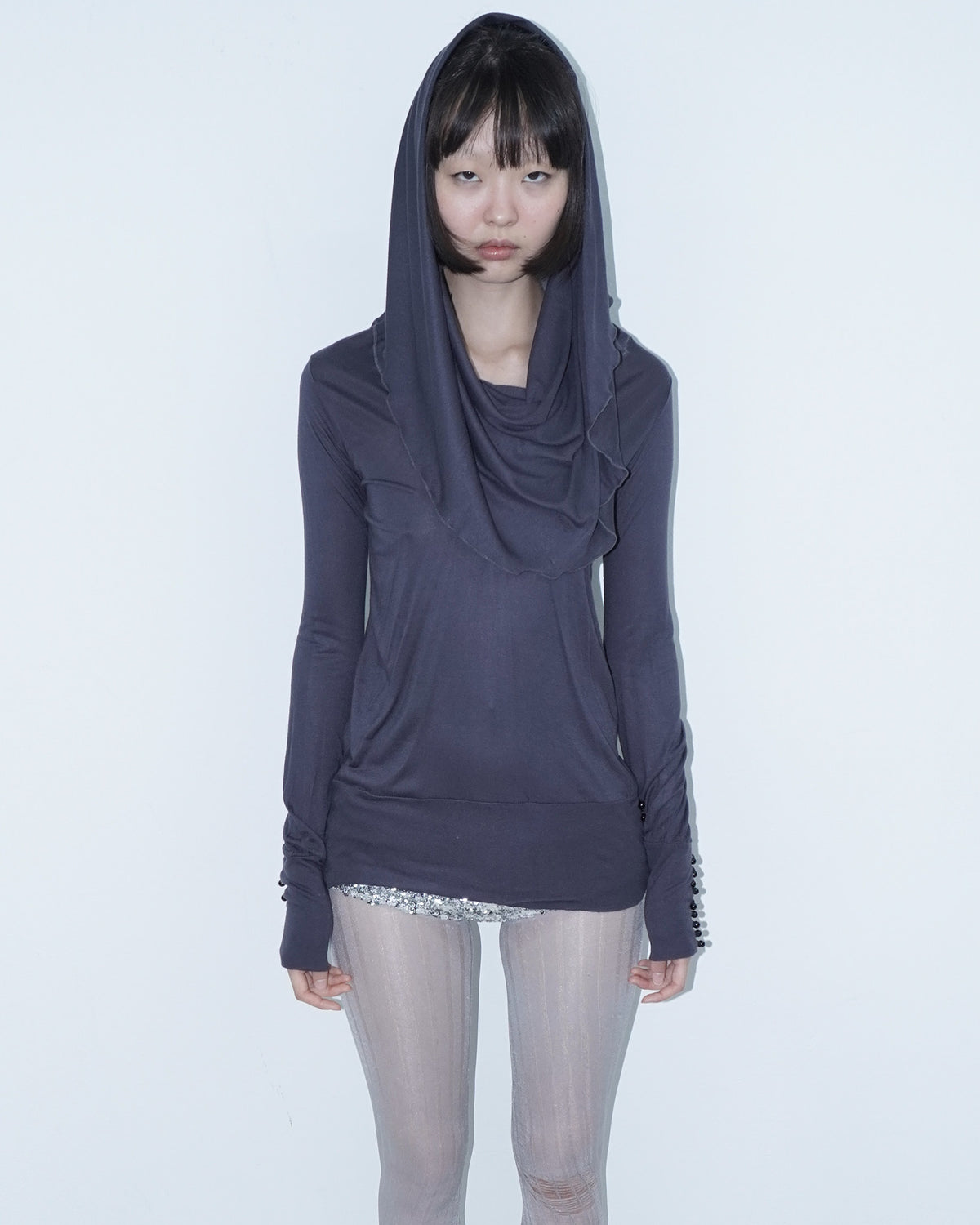 armani jeans blue grey stretch top
