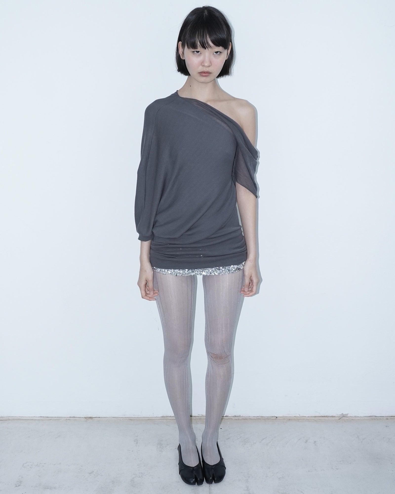 asymmetrical lightweight knit top