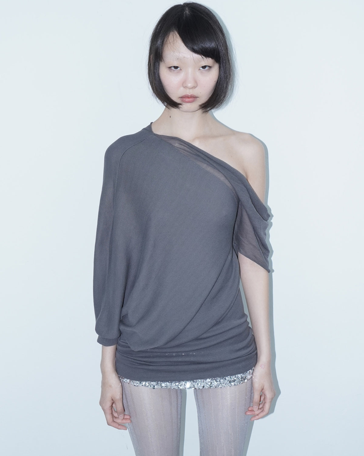 asymmetrical lightweight knit top