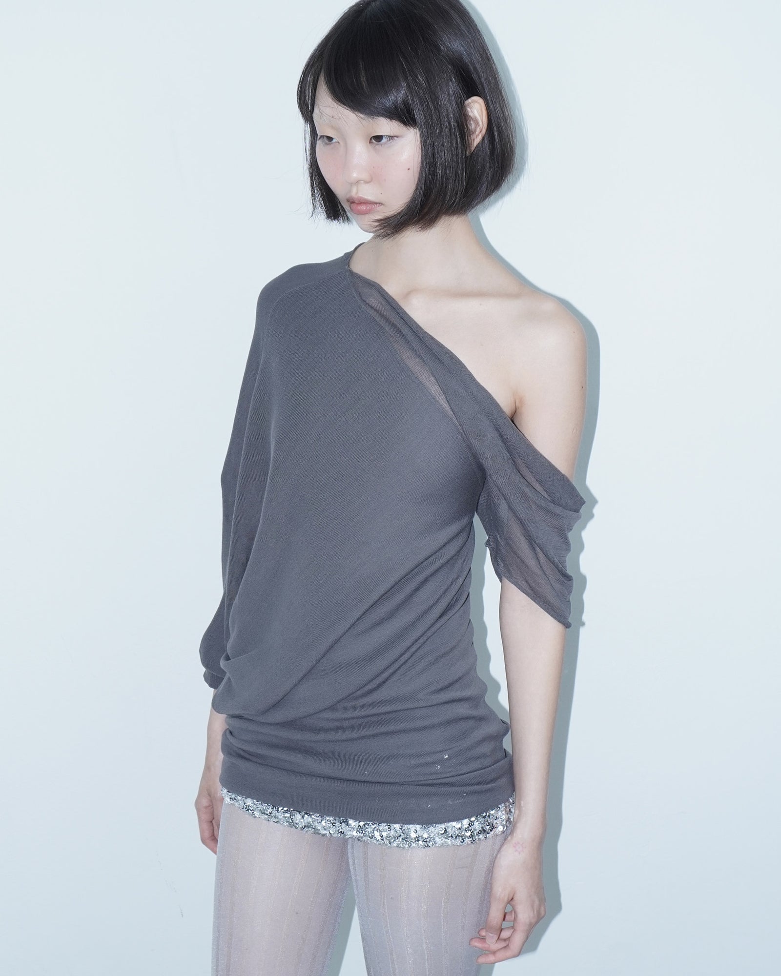 asymmetrical lightweight knit top