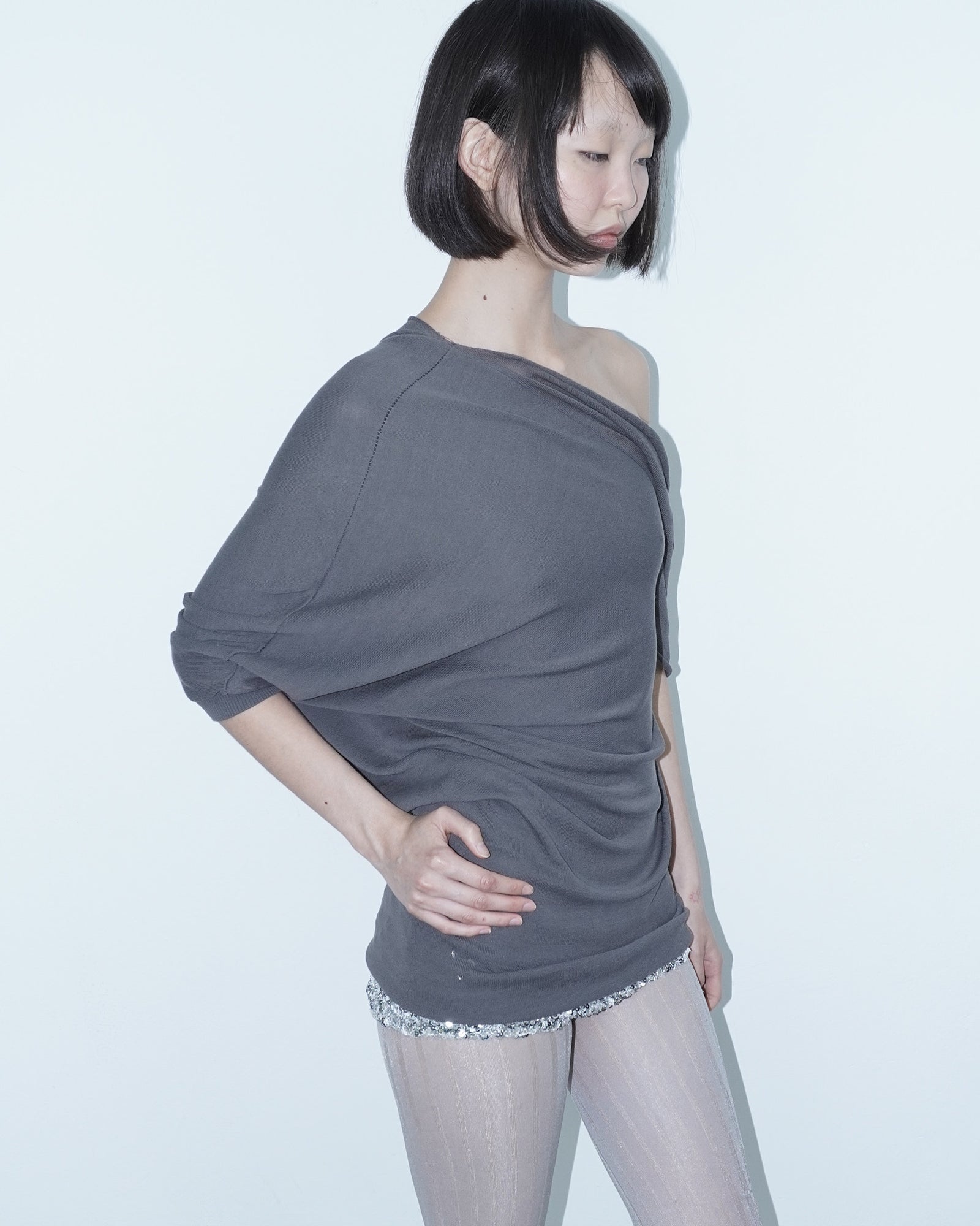 asymmetrical lightweight knit top