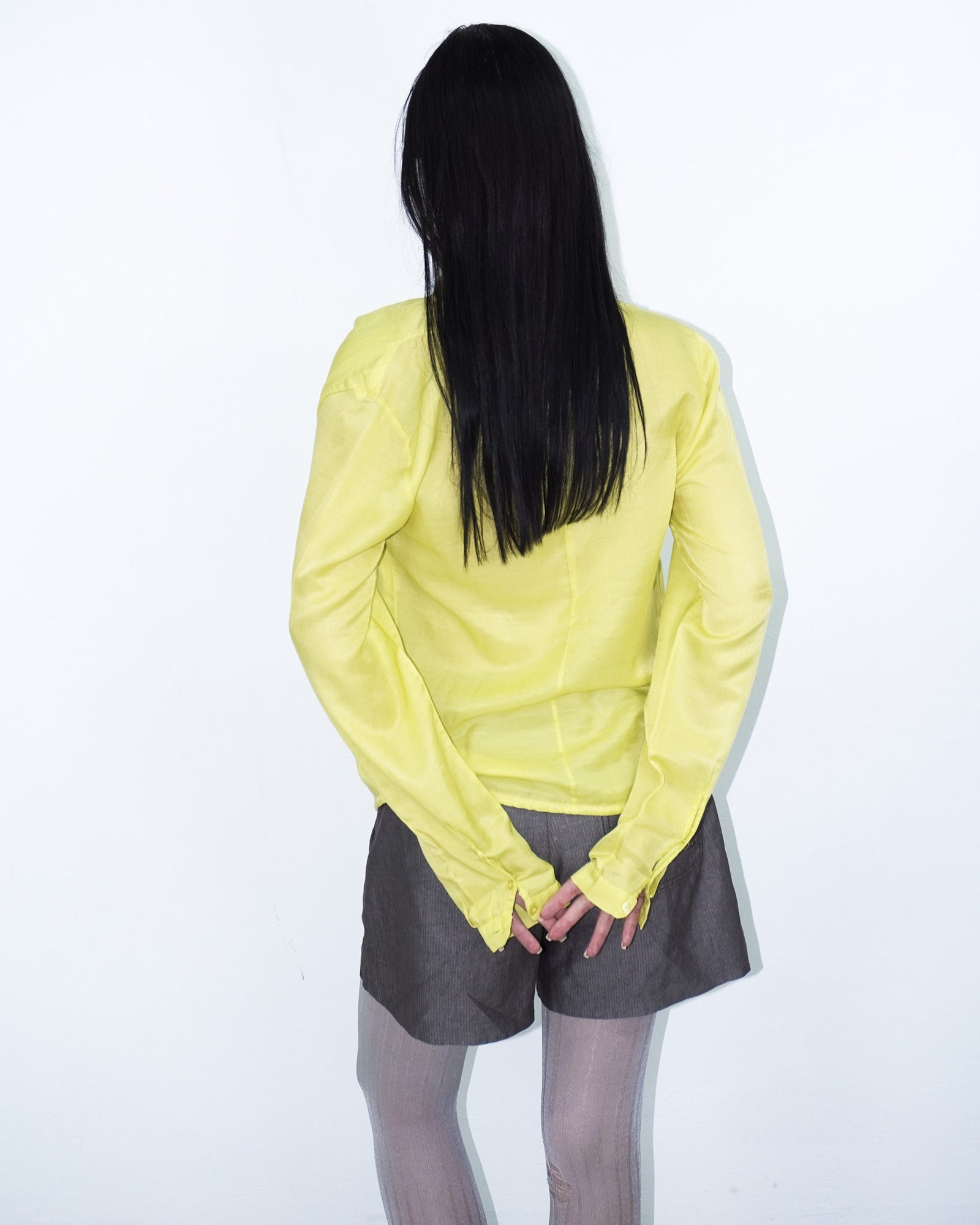 asymmetrical may-green silk top