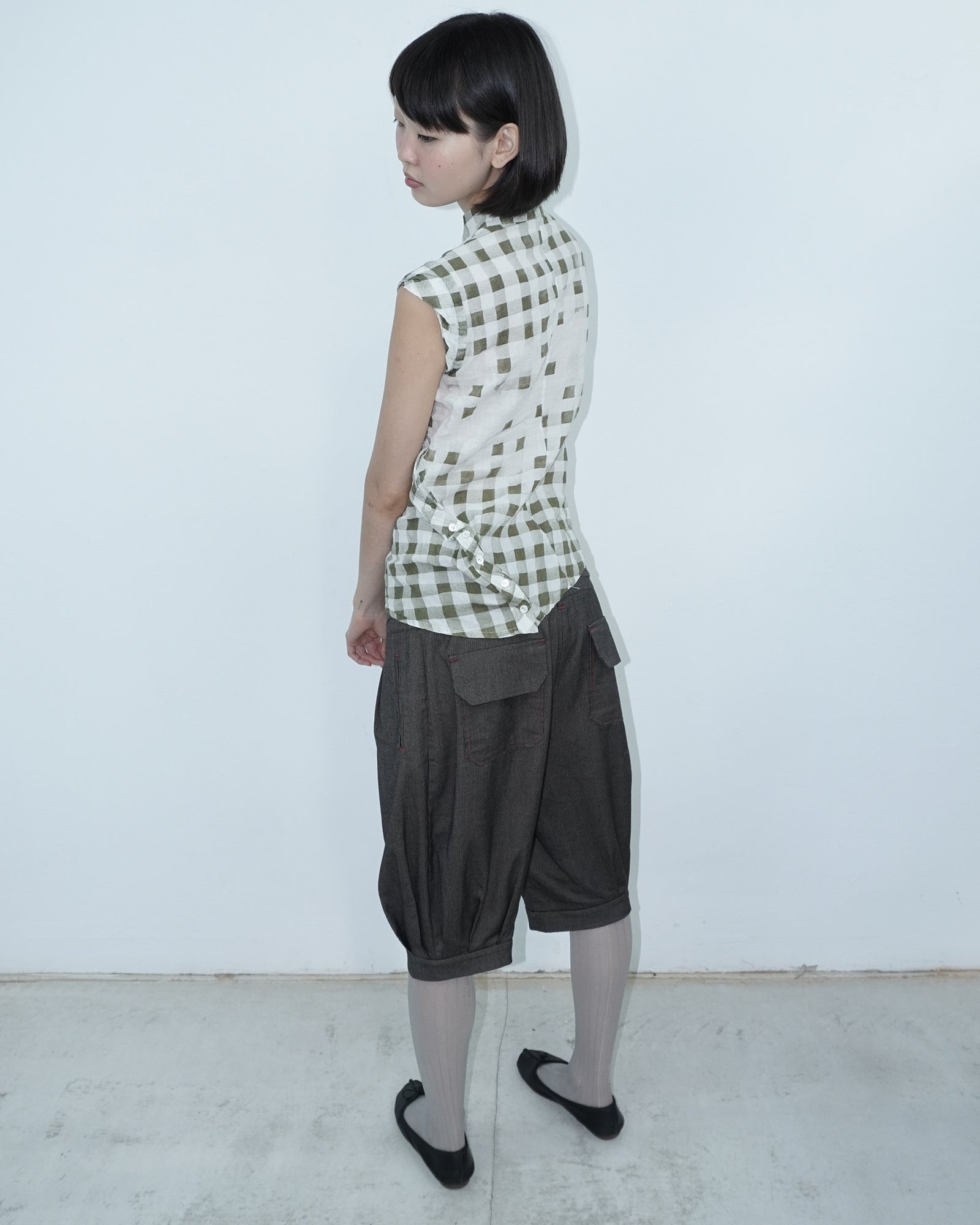 asymmetrical plaid blouse