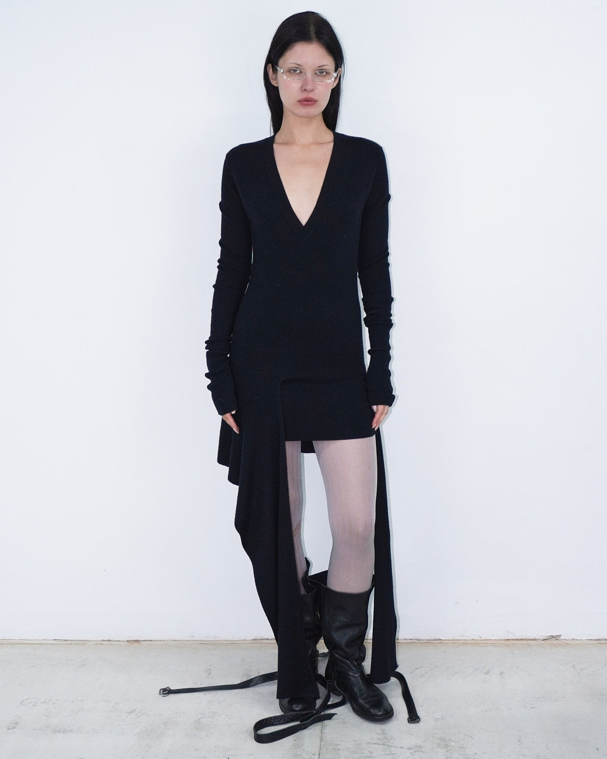 asymmetrical virgin wool dress
