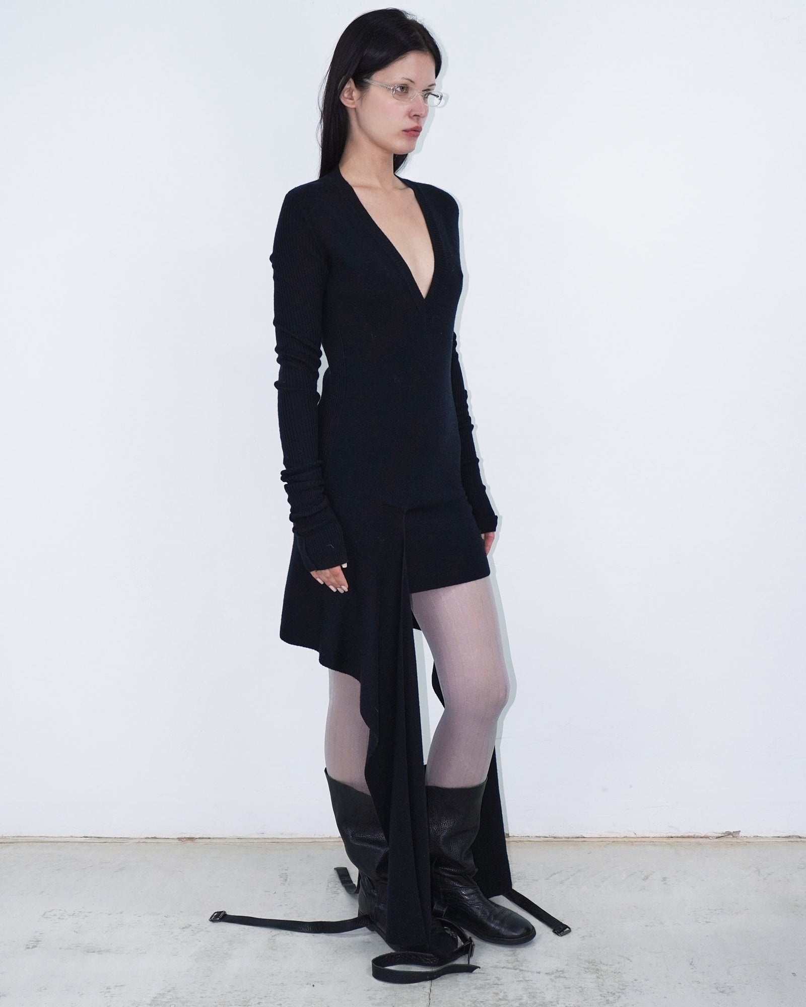asymmetrical virgin wool dress