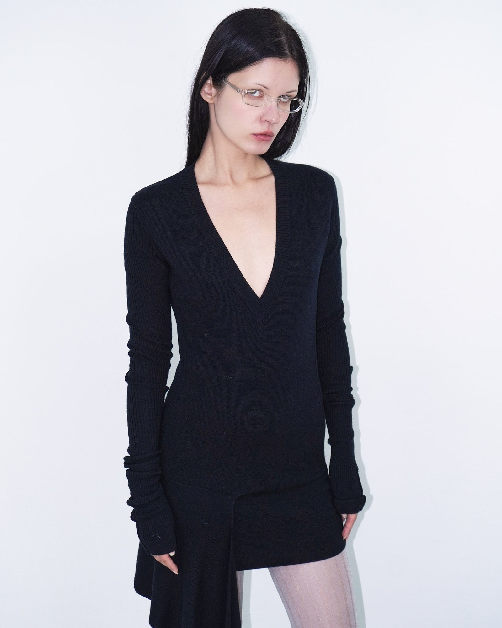 asymmetrical virgin wool dress