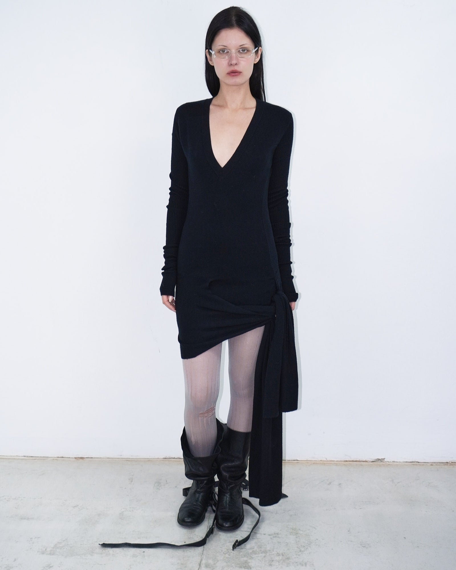 asymmetrical virgin wool dress