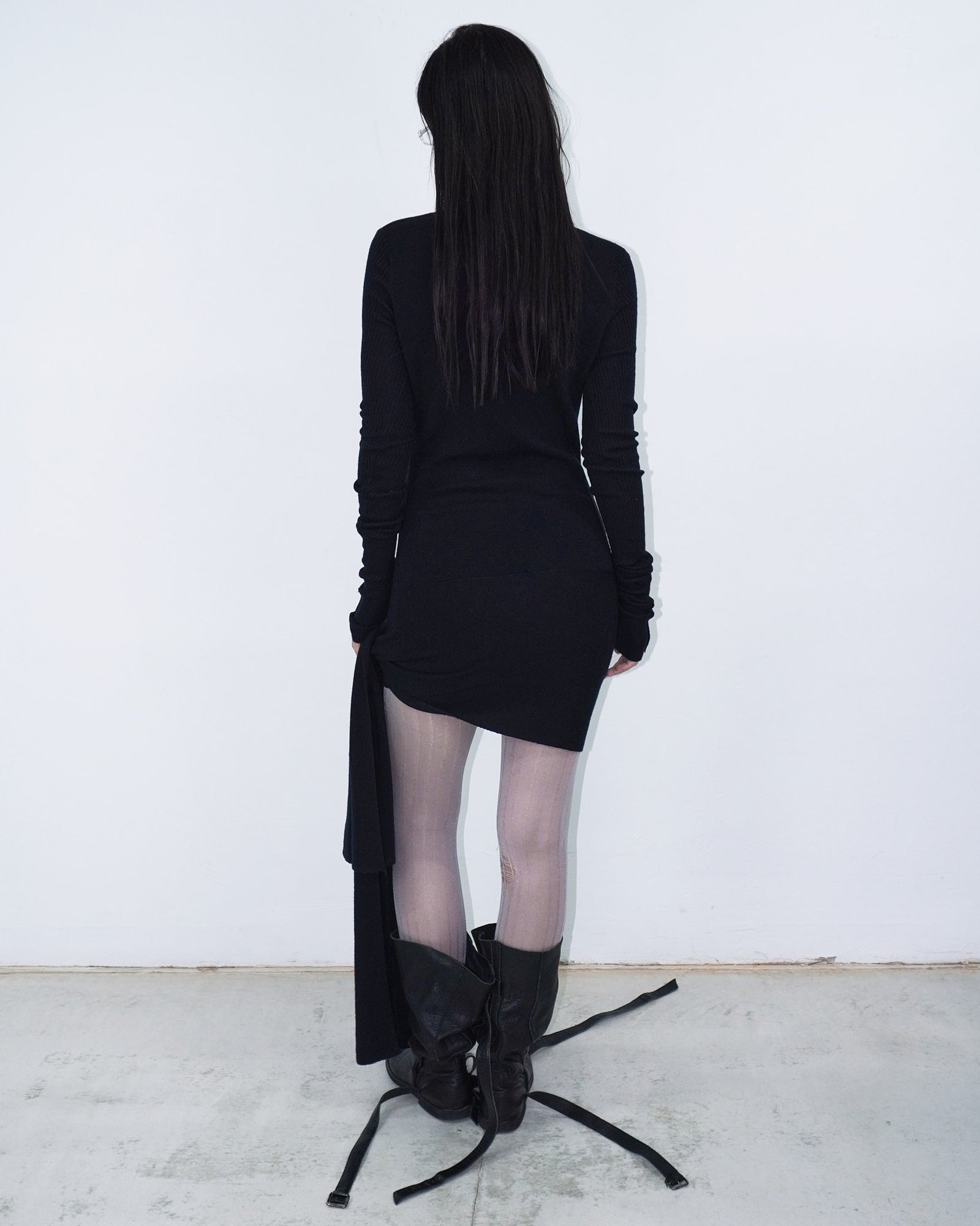 asymmetrical virgin wool dress