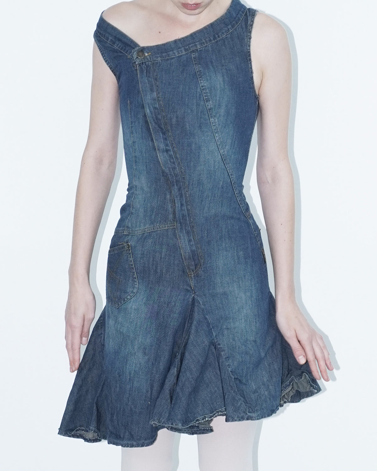 asymmetrical washed cotton dress