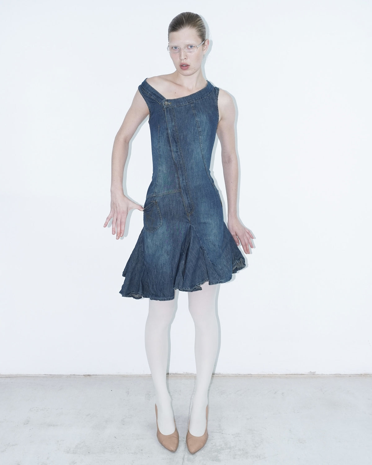 asymmetrical washed cotton dress