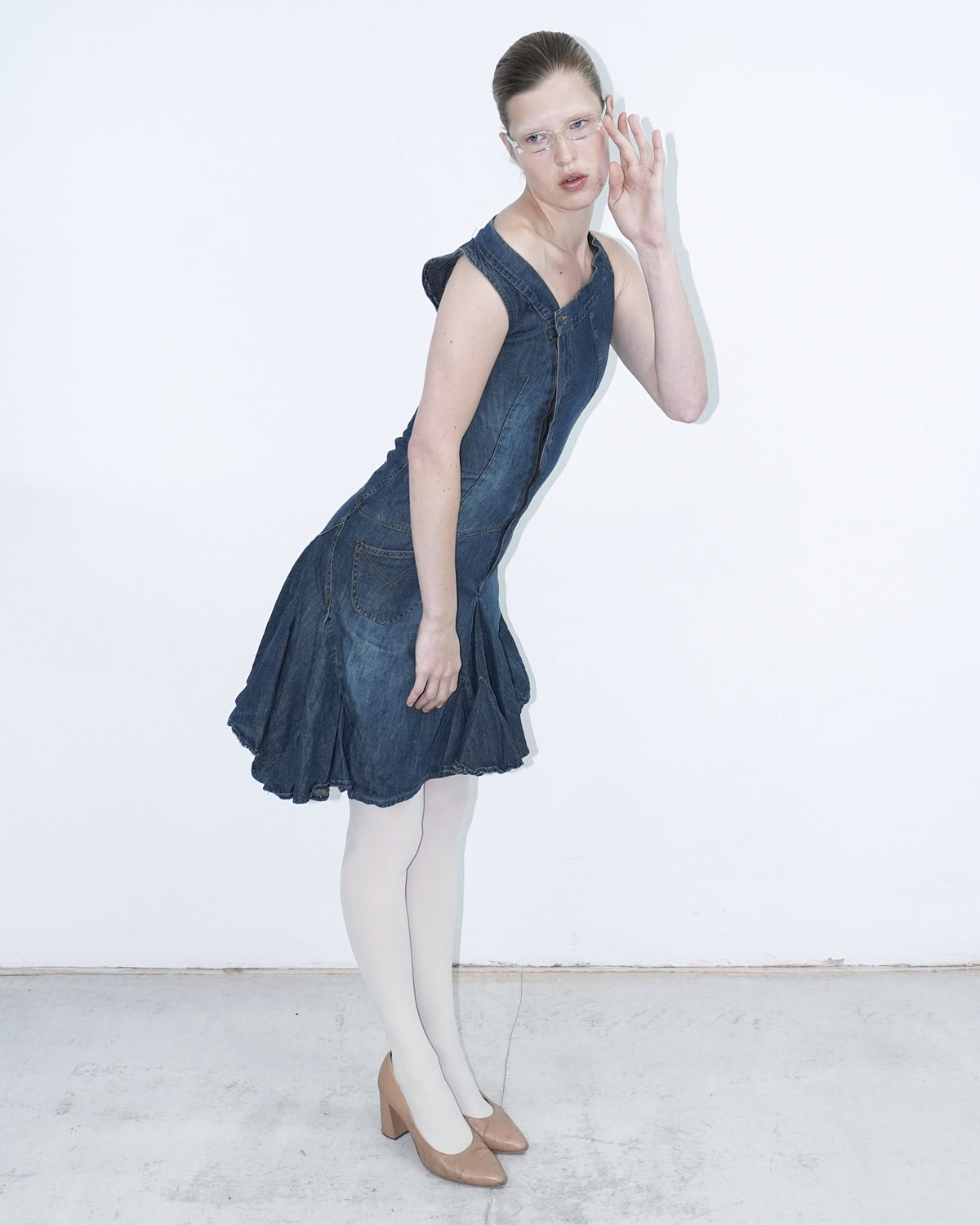 asymmetrical washed cotton dress